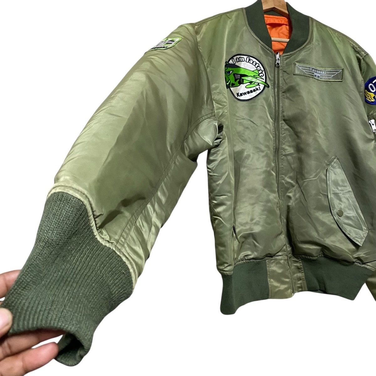 Japanese Brand Kawasaki MA-1 Bomber Jacket Reversible Sunfaded Size US XL / EU 56 / 4 - 8 Thumbnail