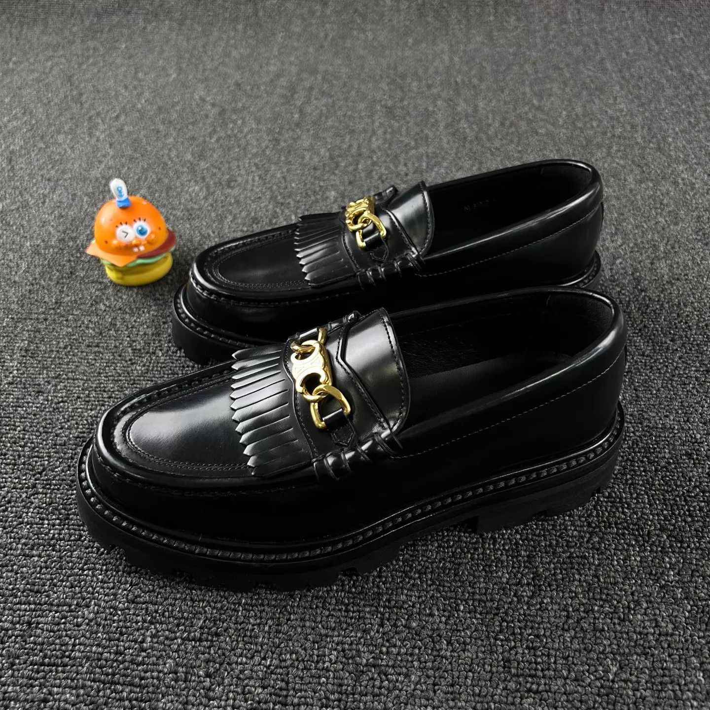 Celine Celine Black Tassel Loafer with Triomphe Clasp Size US 4.5 / IT 34.5 - 1 Thumbnail