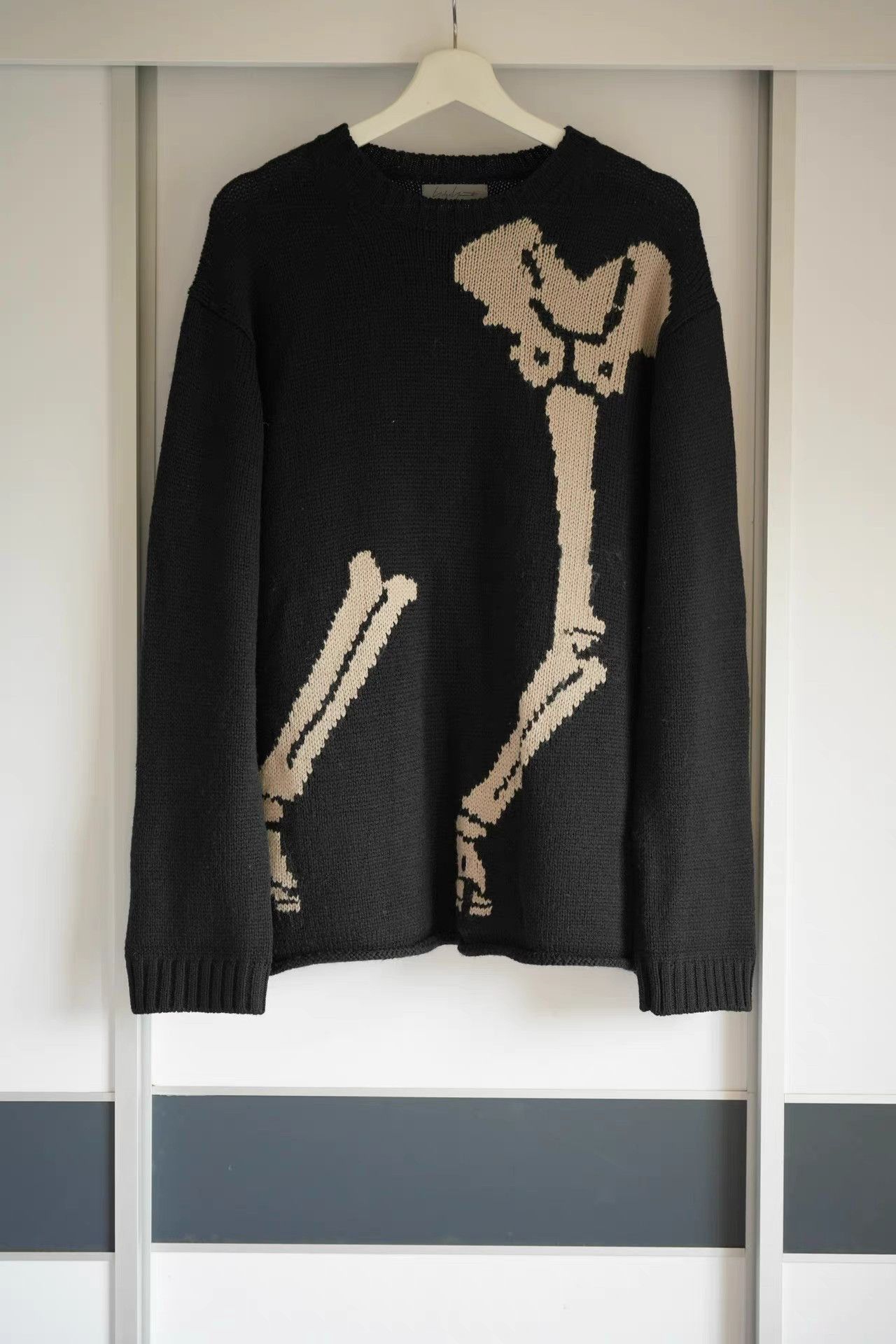 Yohji Yamamoto Black Bone Print Long Sleeve Sweater Size US L / EU 52-54 / 3 - 1 Thumbnail