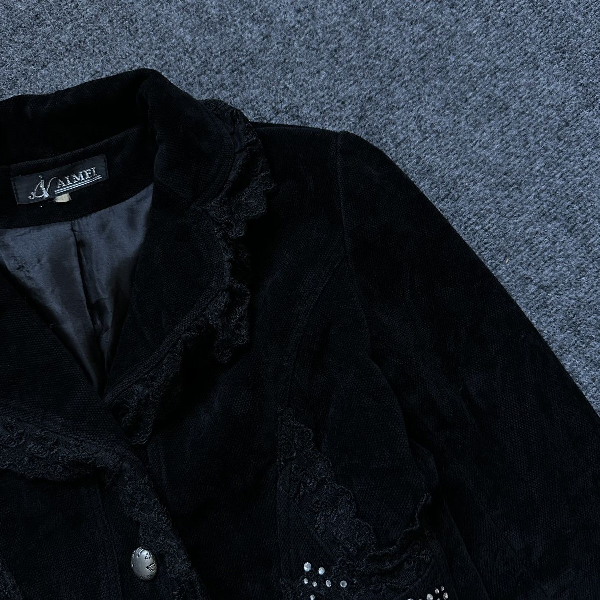 If Six Was Nine VTG Women’s Openwork Jacket Aimei Blazer Black Size M Y2K Size M / US 6-8 / IT 42-44 - 9 Thumbnail