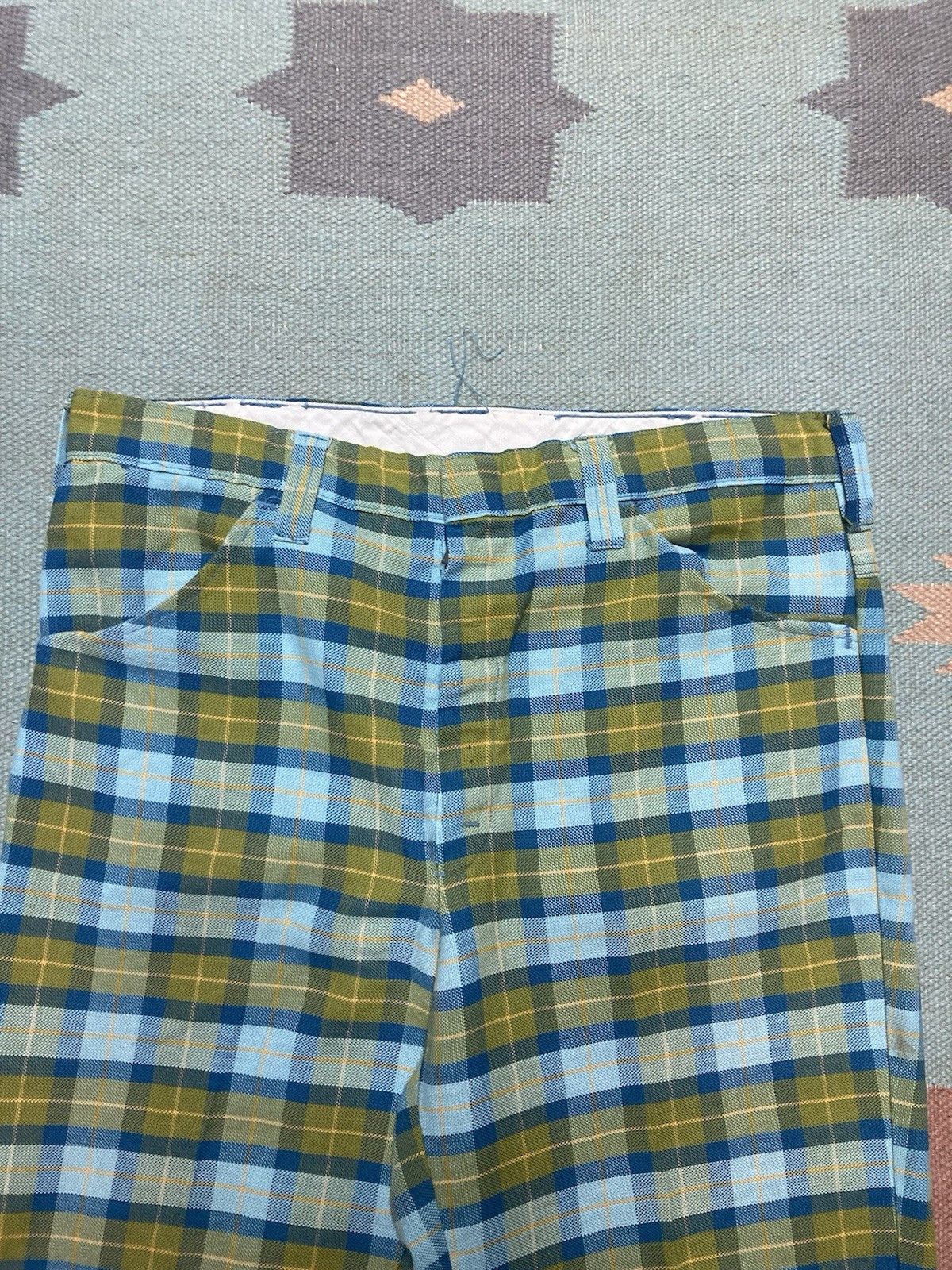 Vintage 60s 70s knit dress pants plaid checkered disco men’s 31x27 Size US 31 - 3 Thumbnail