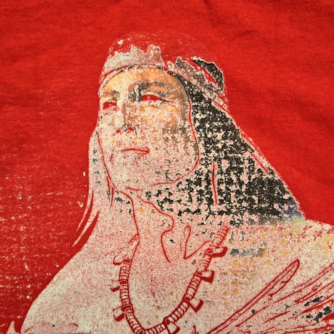 Jerzees Vintage Native American Distressed Red Eagle Print M Shirt Size US M / EU 48-50 / 2 - 3 Thumbnail