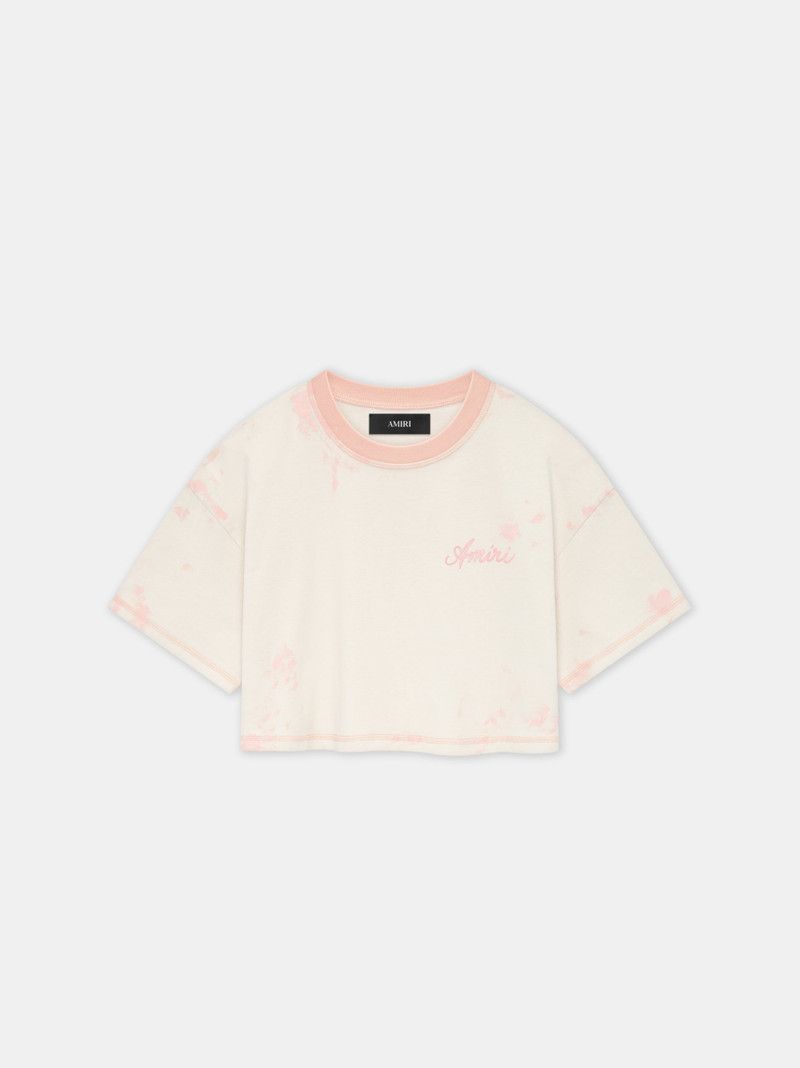Amiri o1s1wg110426 Script Cropped T-Shirt in Light Pink Size L / US 10 / IT 46 - 1 Thumbnail