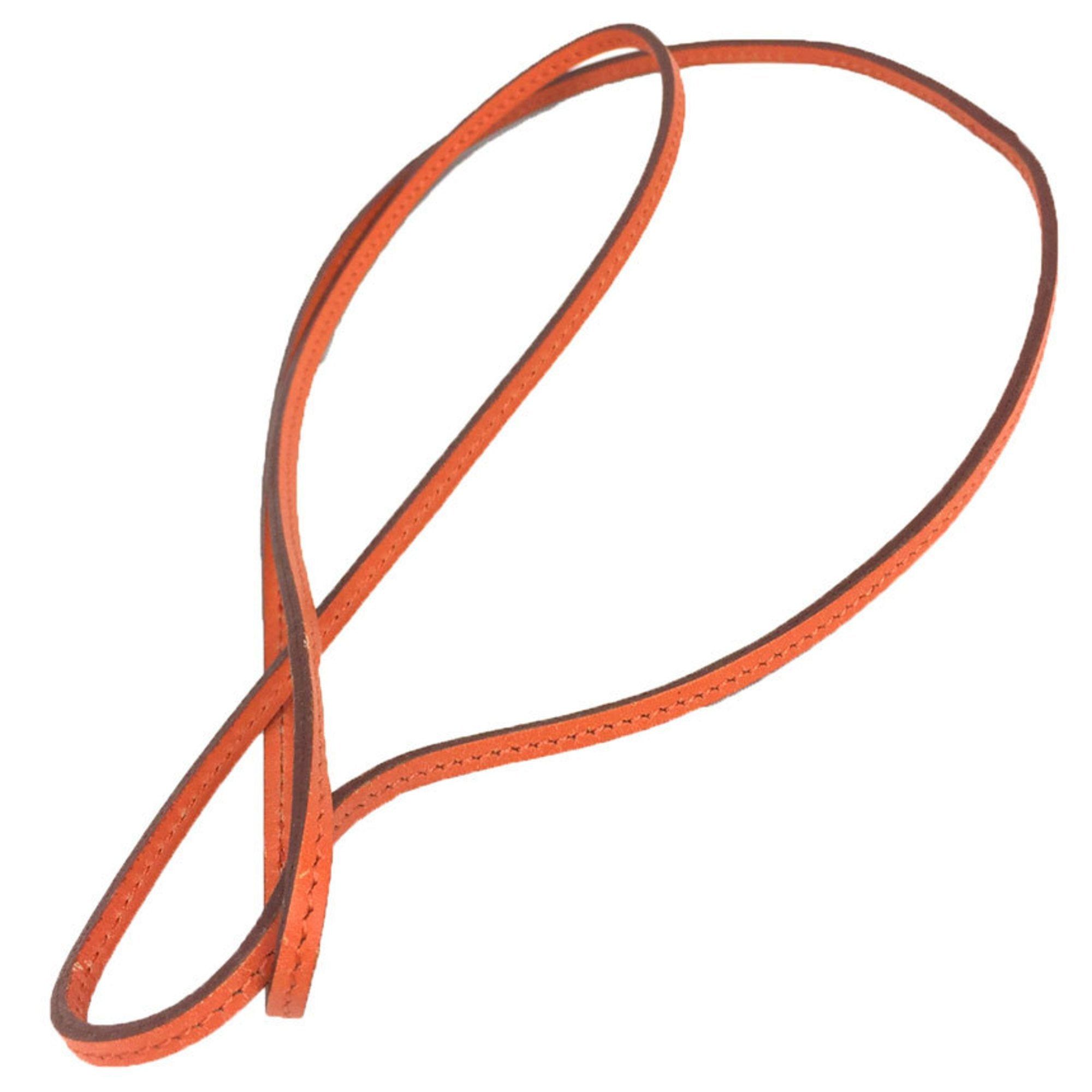 image of Hermes Raniere Choker Necklace Bracelet Leather Strap Orange Aq9360, Women's