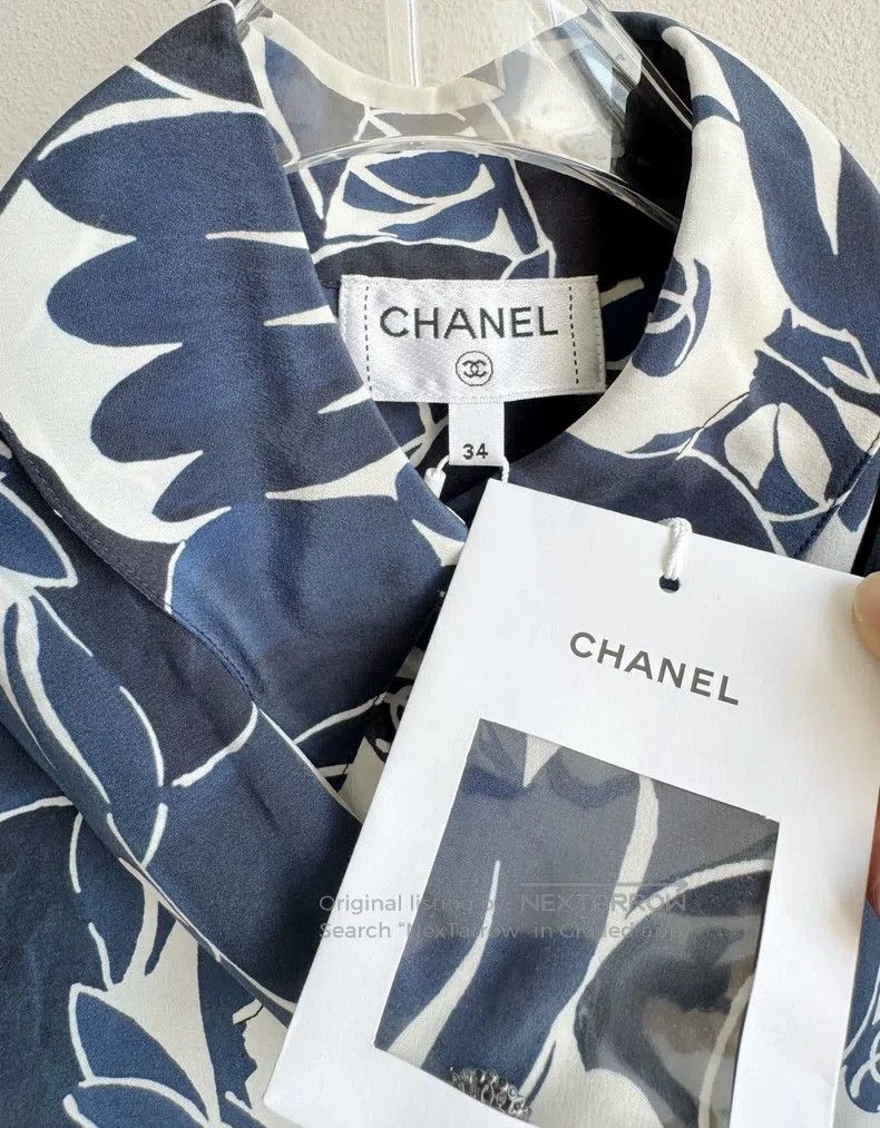 Chanel Chanel Camelia long-sleeved streamer silk printed shirt Size XXS / US 00 / IT 34 - 5 Thumbnail