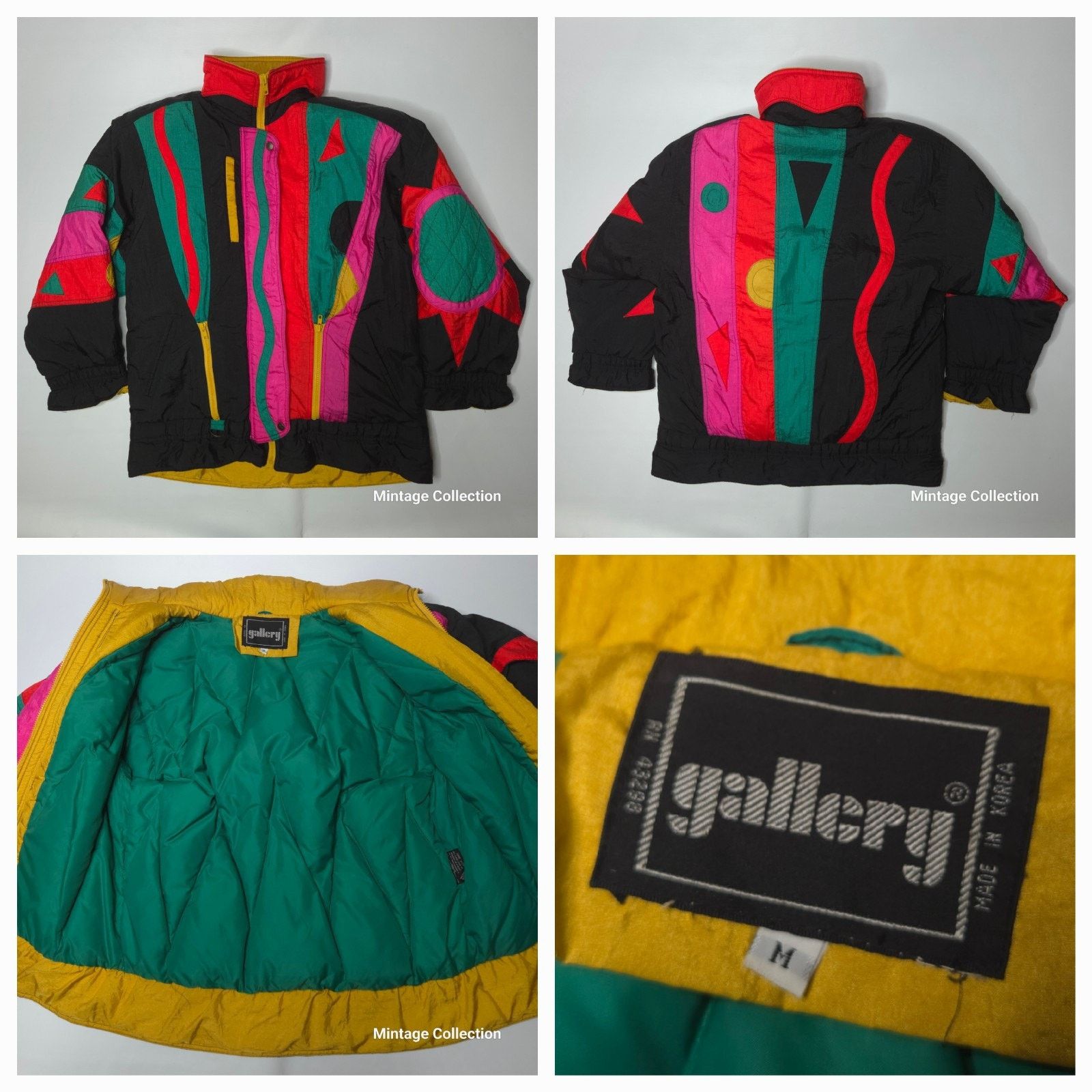 VINTAGE GALLERY COLORFUL ABSTRCT DOWN PUFFER SNOW SKI JACKET