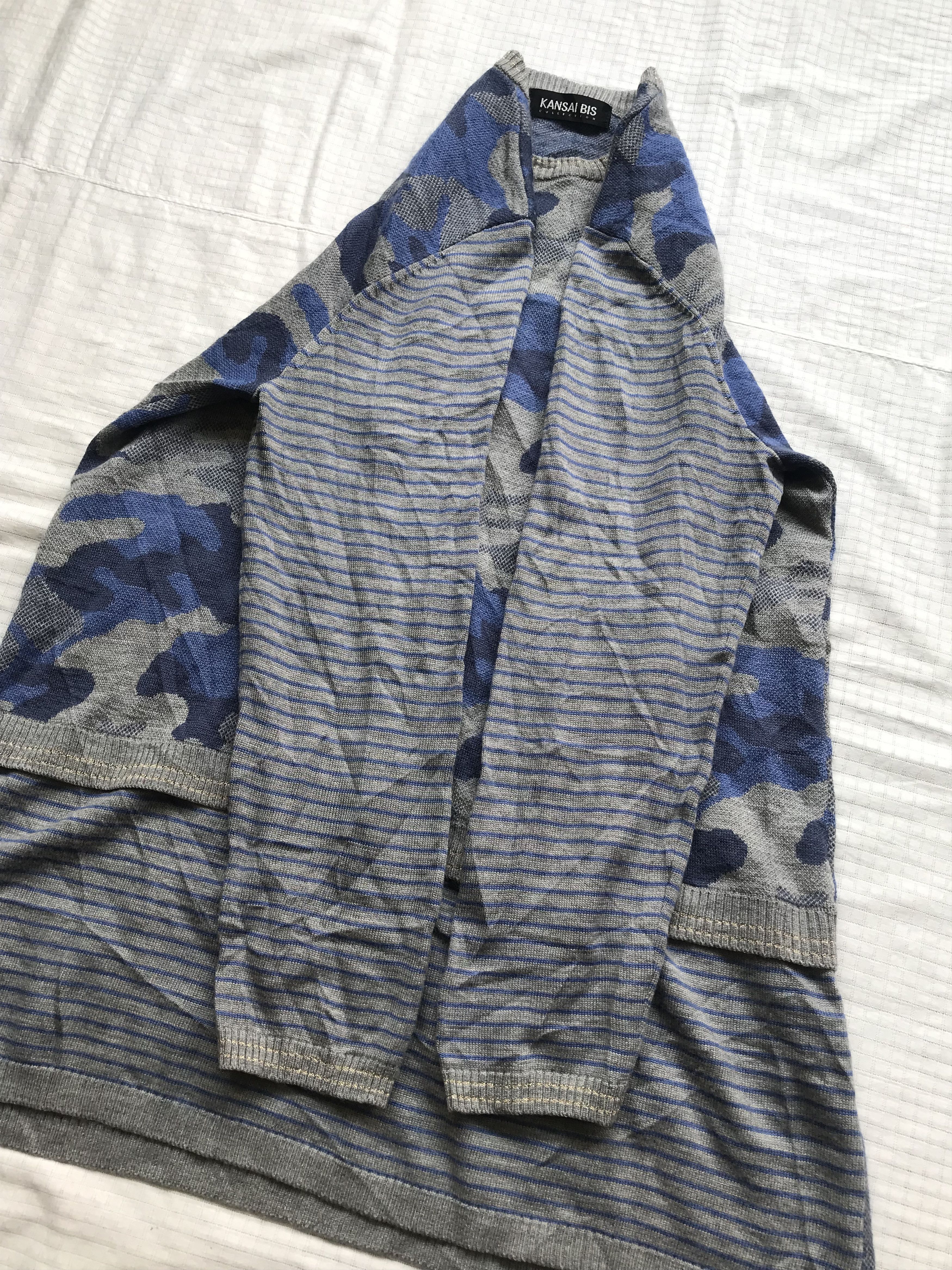 Kansai Yamamoto (J176) Kansai Bis Blue Gray Camouflage Sweater Blouse 11 Size S / US 4 / IT 40 - 5 Thumbnail