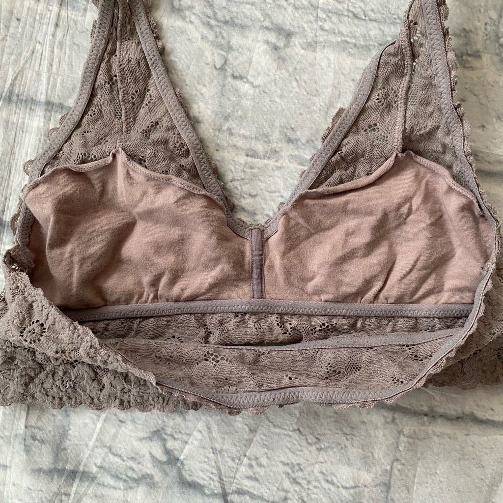 American Eagle Outfitters Aerie women M V-cut halter top lace bralette grey Size ONE SIZE - 6 Thumbnail