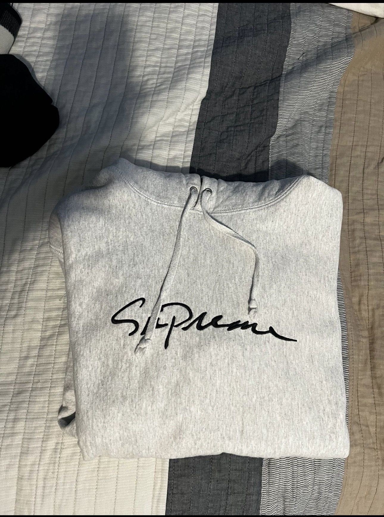 Supreme Supreme script hoodie grey | Grailed