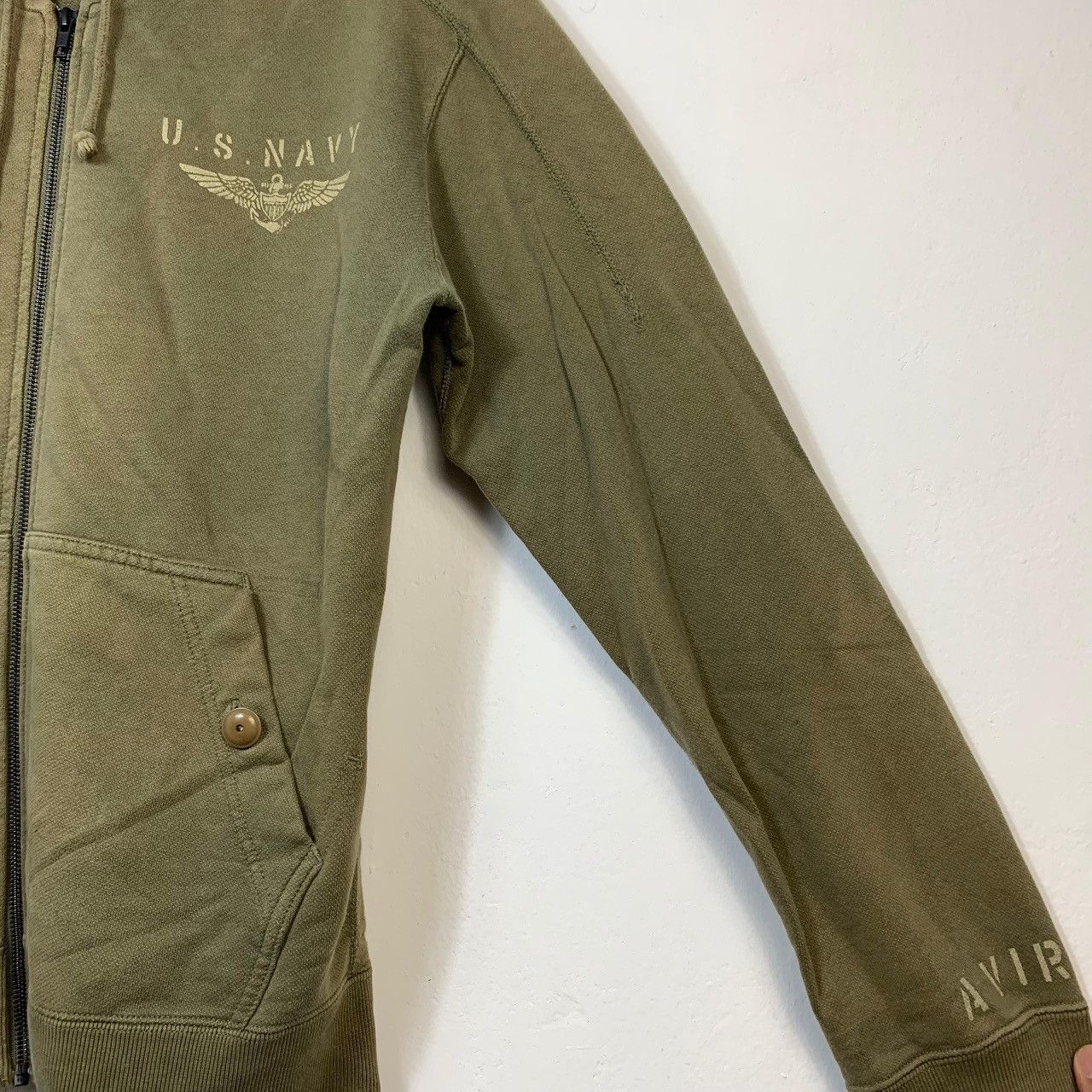Avirex Avirex US Navy 'Black Aces' Military Green Hoodie Sunfaded Size US L / EU 52-54 / 3 - 5 Thumbnail
