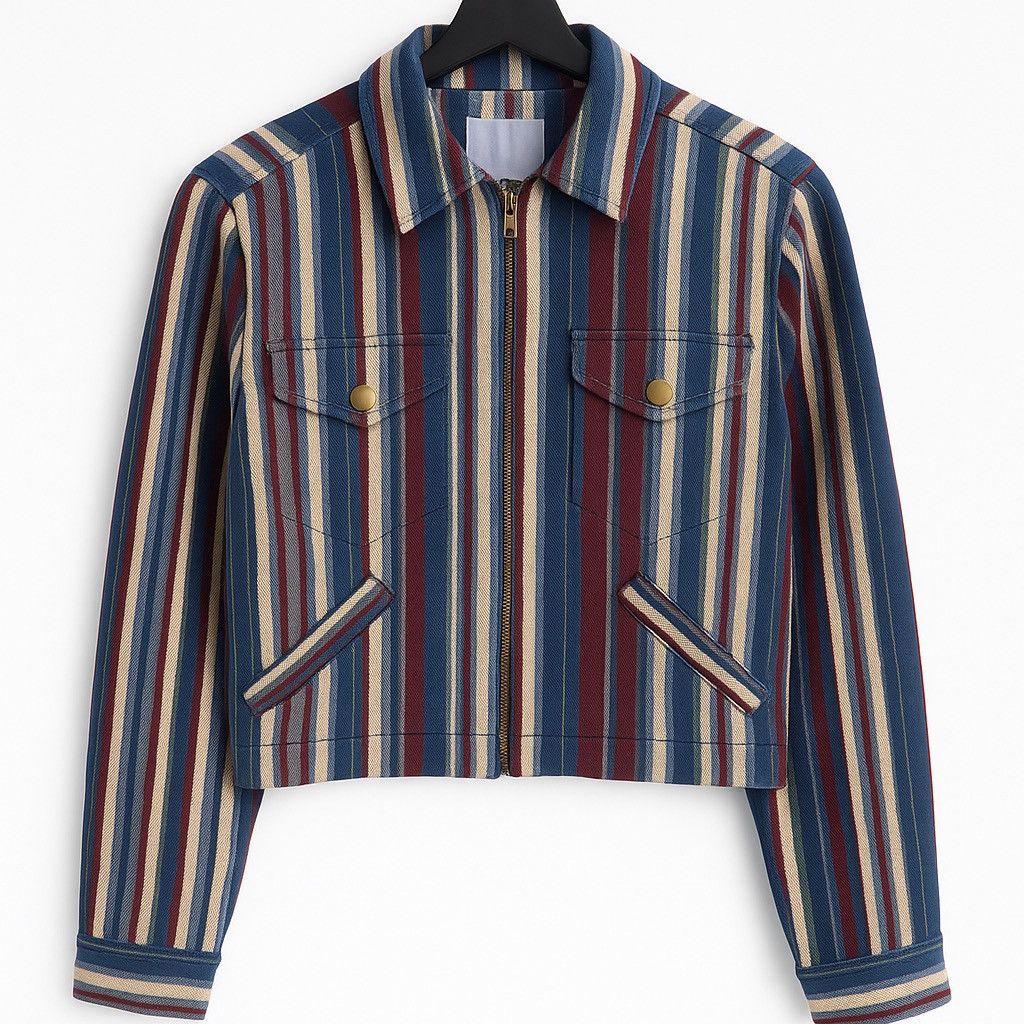 Japanese Brand Vintage “Powder” Striped Cotton Jacket Workwear Style Size M / US 6-8 / IT 42-44 - 1 Thumbnail
