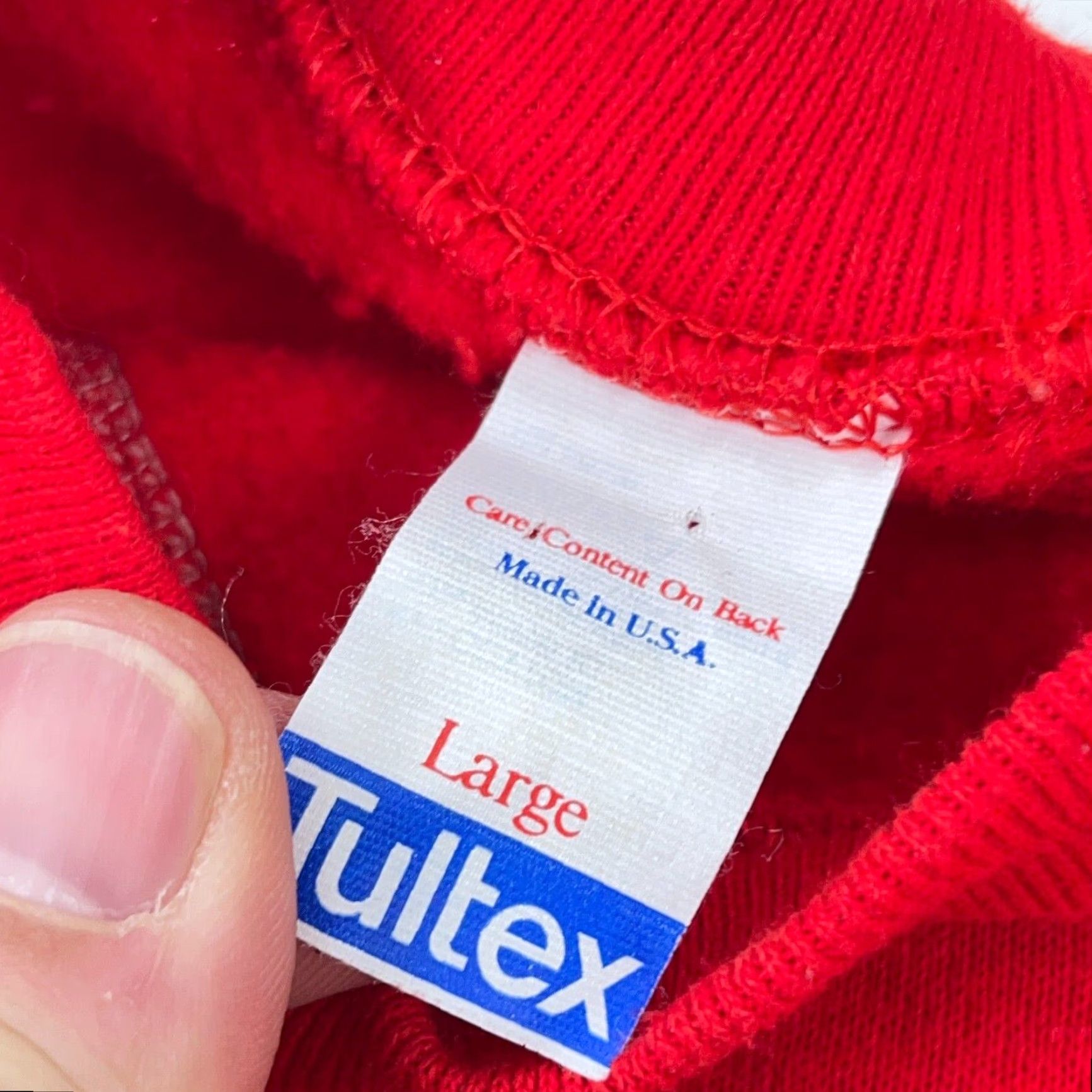 Tultex VINTAGE Tultex Sweatshirt Men Large Red Crew Neck Pullover All Seasons USA 90s Retro Size US L / EU 52-54 / 3 - 2 Thumbnail