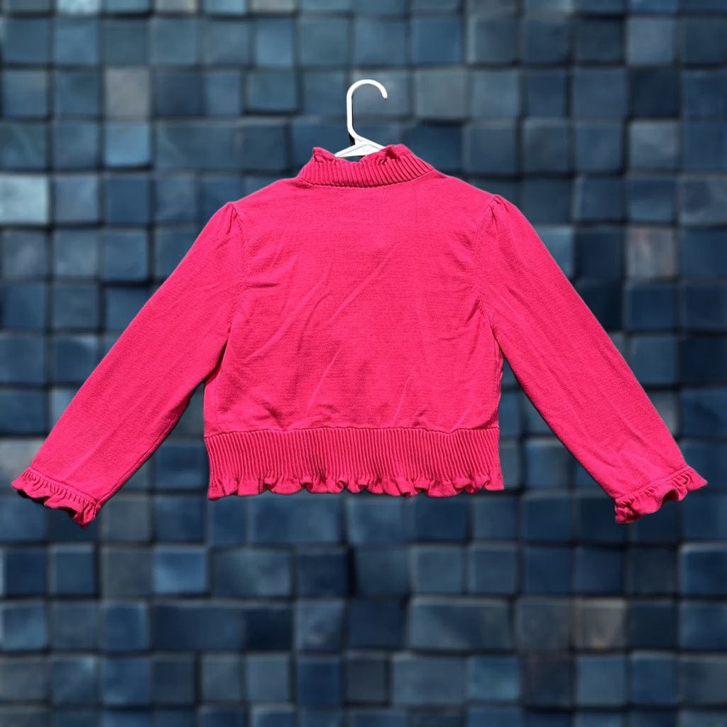 Vintage INC International Concepts Cardigan Sweater Womens L Pink Open Front Ruffle Size L / US 10 / IT 46 - 1 Thumbnail
