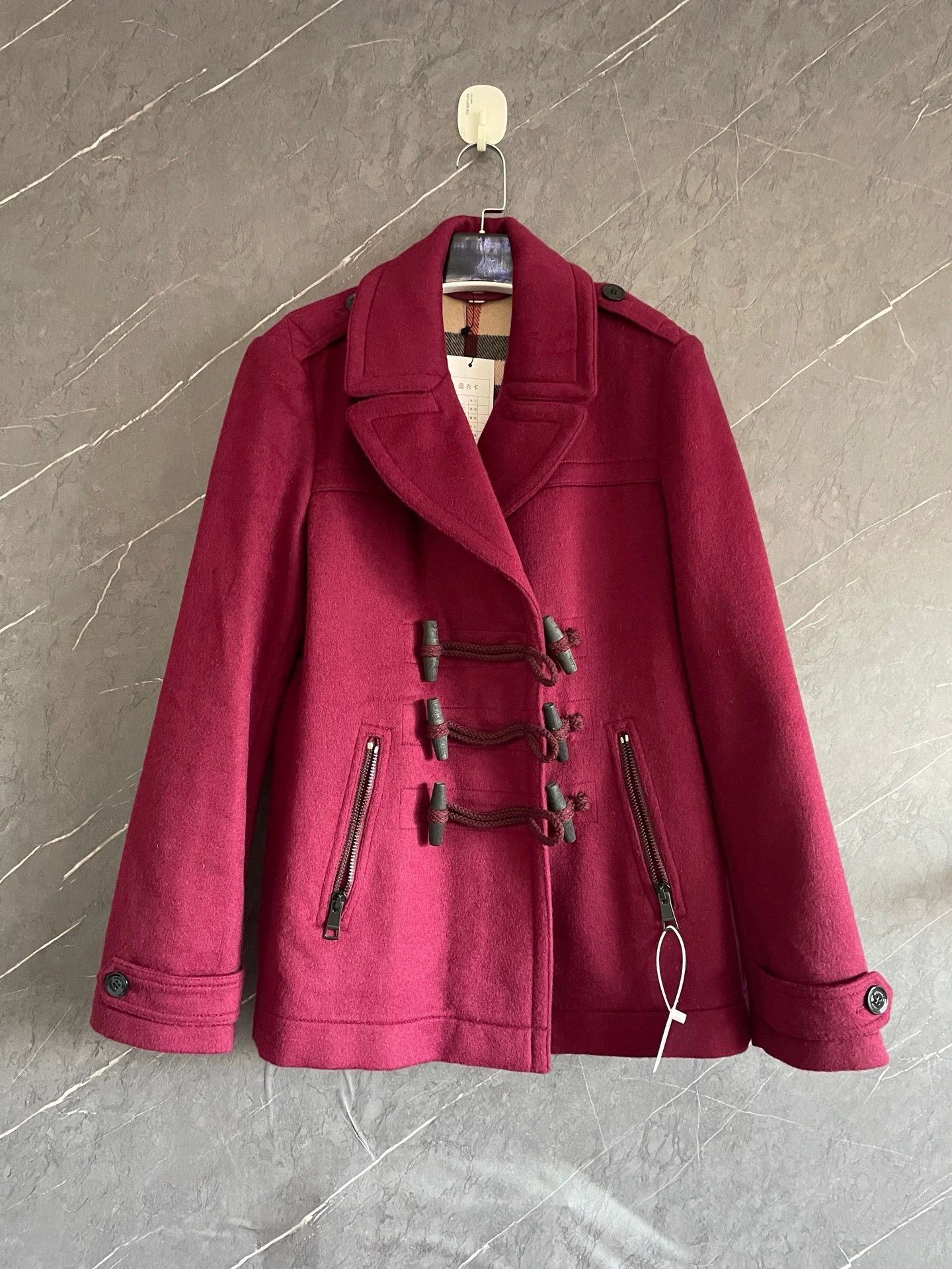 Burberry Burberry Wool Toggle Coat UK16 Red Size US XL / EU 56 / 4 - 1 Thumbnail