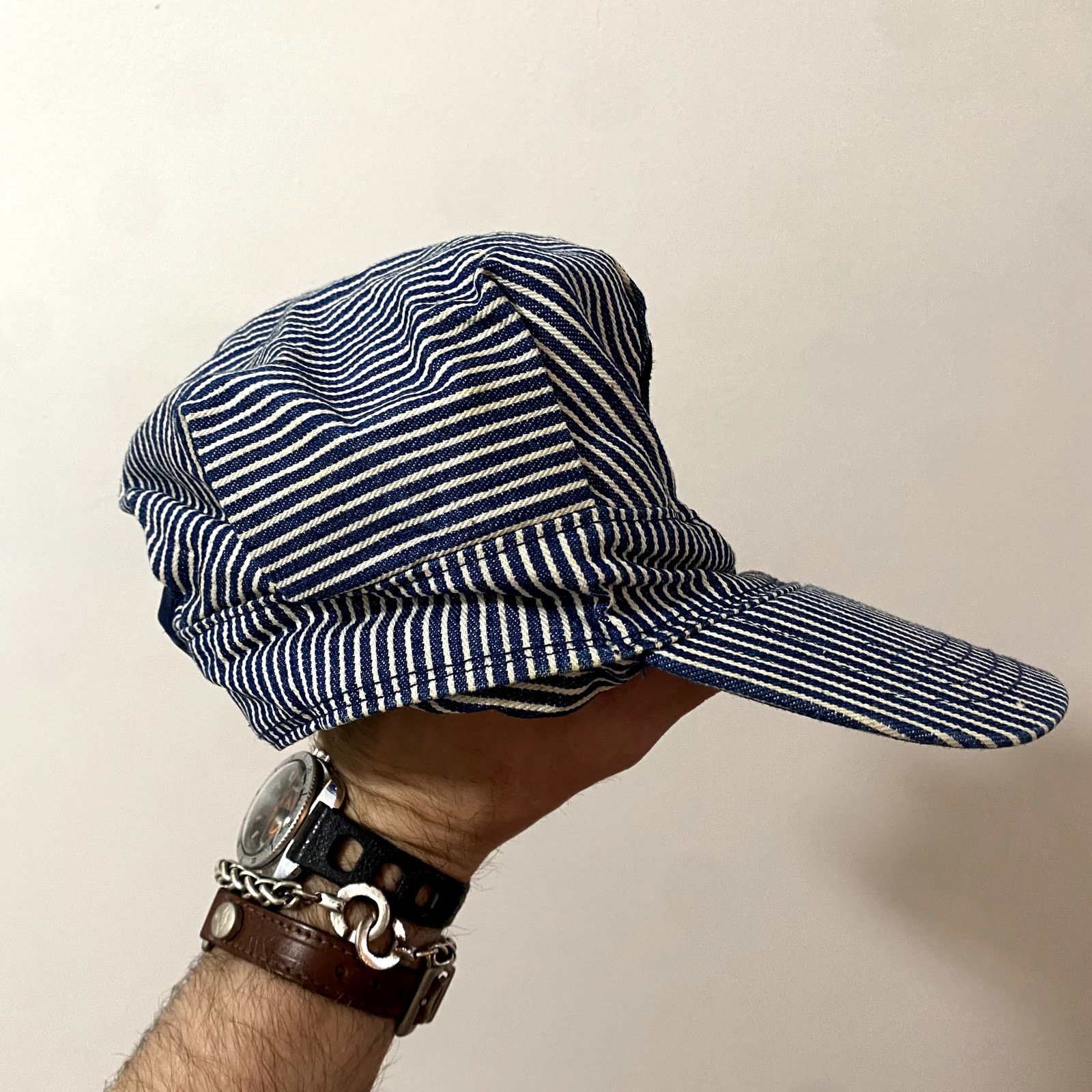 Vintage Vintage Train Conductor Hickory Stripe Hat Size ONE SIZE - 4 Thumbnail