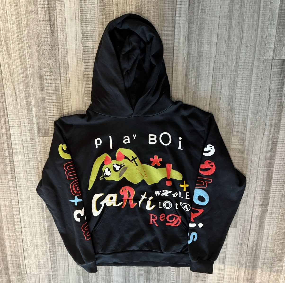 image of Cactus Plant Flea Market x Playboi Carti Cpfm Wlr Whole Lotta Red Hoodie in Black, Men's (Size 2XL)