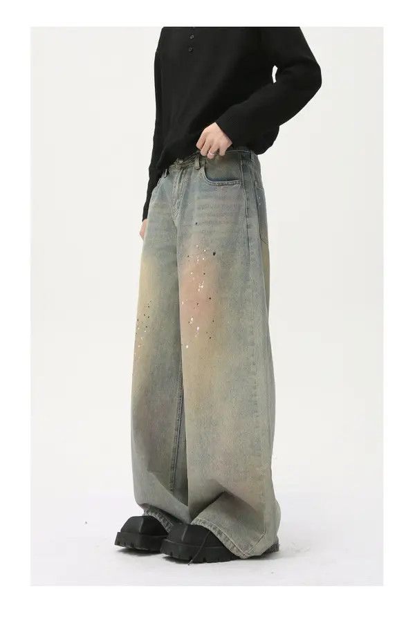 Japanese Brand VIBE Street style distressed dirty ink-splashed jeans Size US 32 / EU 48 - 3 Thumbnail
