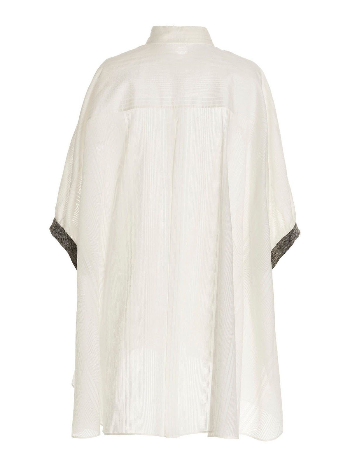 Brunello Cucinelli o1y0725 Striped Shirt in White Size S / US 4 / IT 40 - 2 Thumbnail