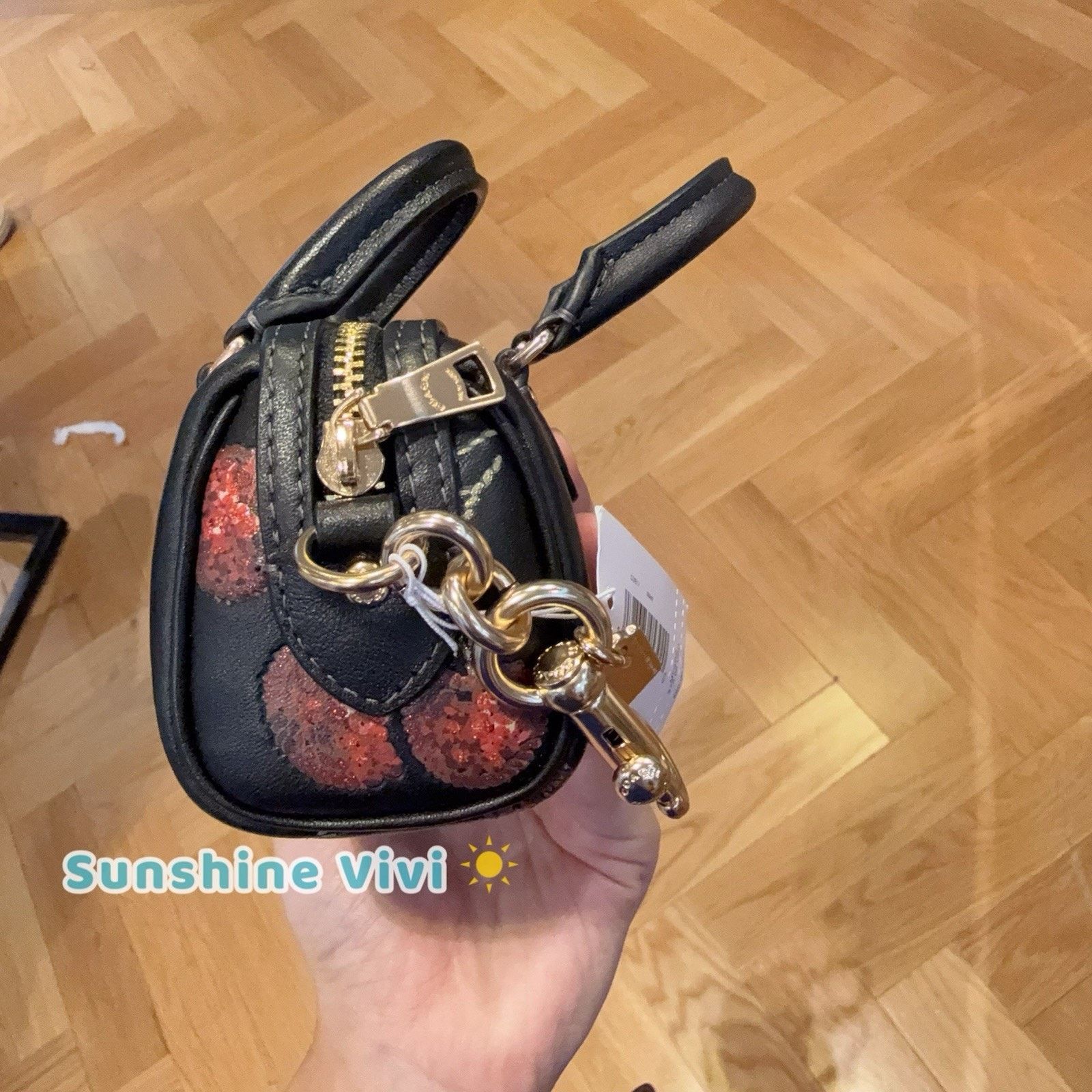 Coach NWT COACH CDB17 Mini Rowan Bag Charm Cherry Gold/Black Size ONE SIZE - 6 Thumbnail