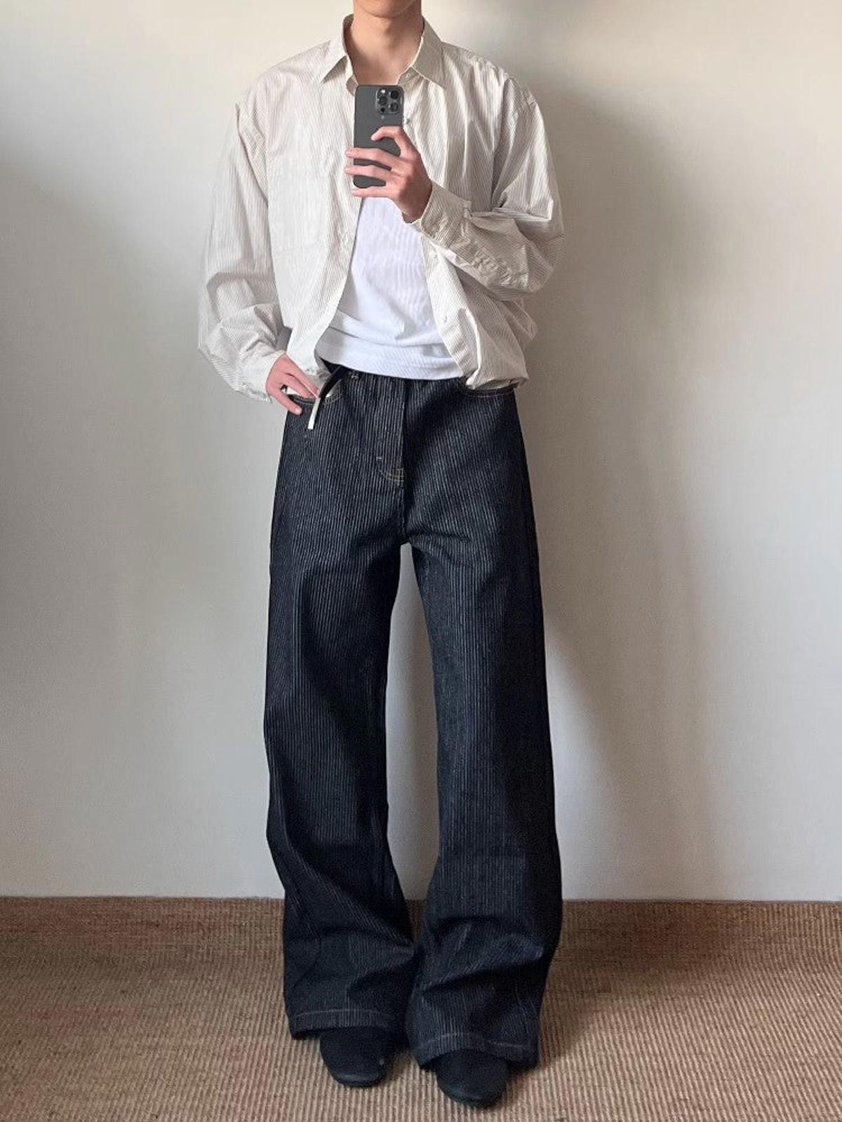 Japanese Brand Baggy Wide Leg Selvedge Raw Denim Jeans Size US 30 / EU 46 - 3 Thumbnail