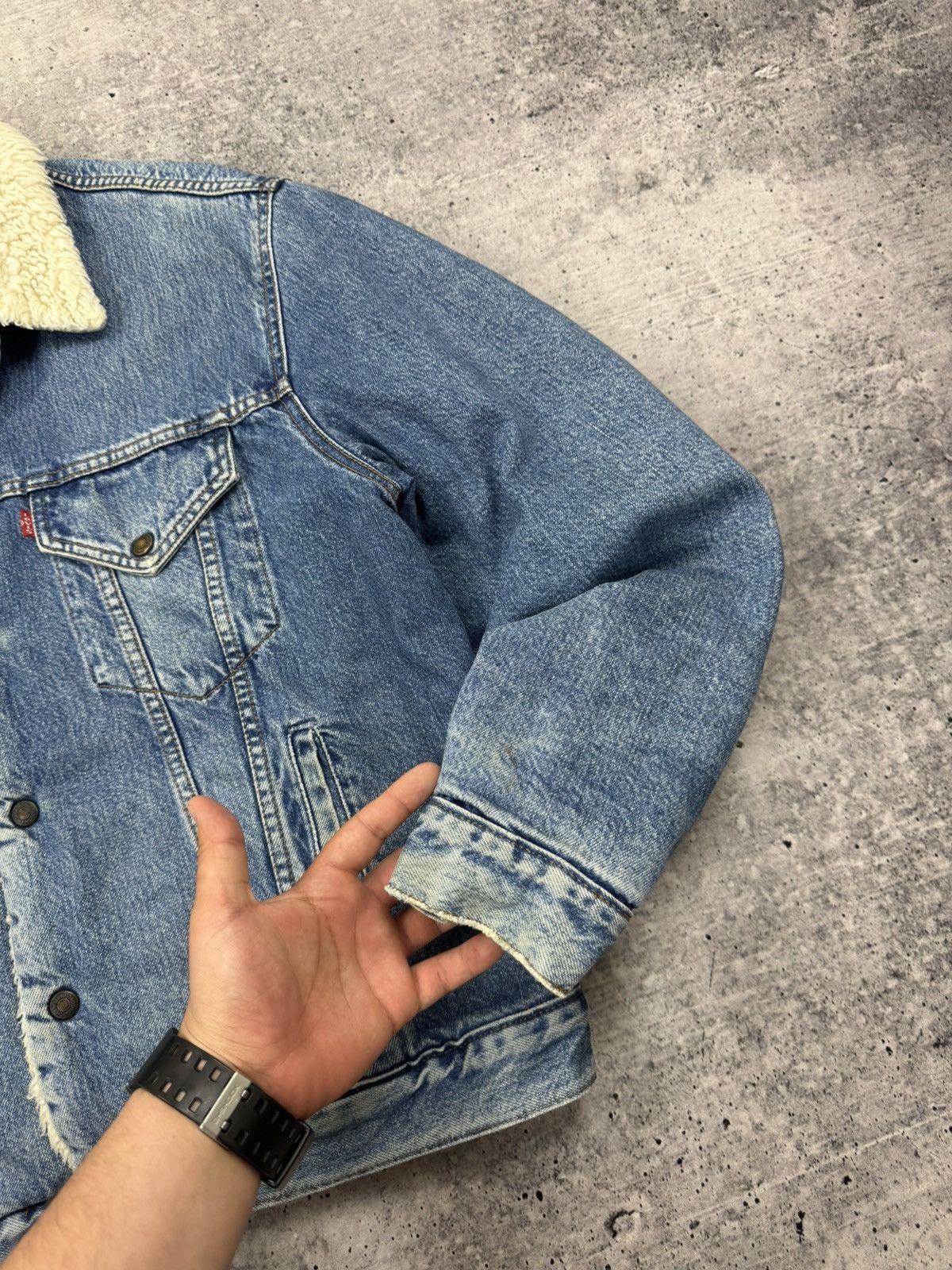 Levi's Levi’s Vintage Stonewashed Blue Denim Trucker Sherpa Bomber Size US XL / EU 56 / 4 - 5 Thumbnail