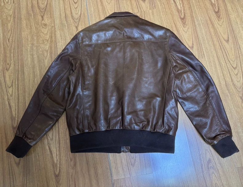 Schott Schott Wax calfskin A2 fighter flight jacket Size US XL / EU 56 / 4 - 2 Thumbnail