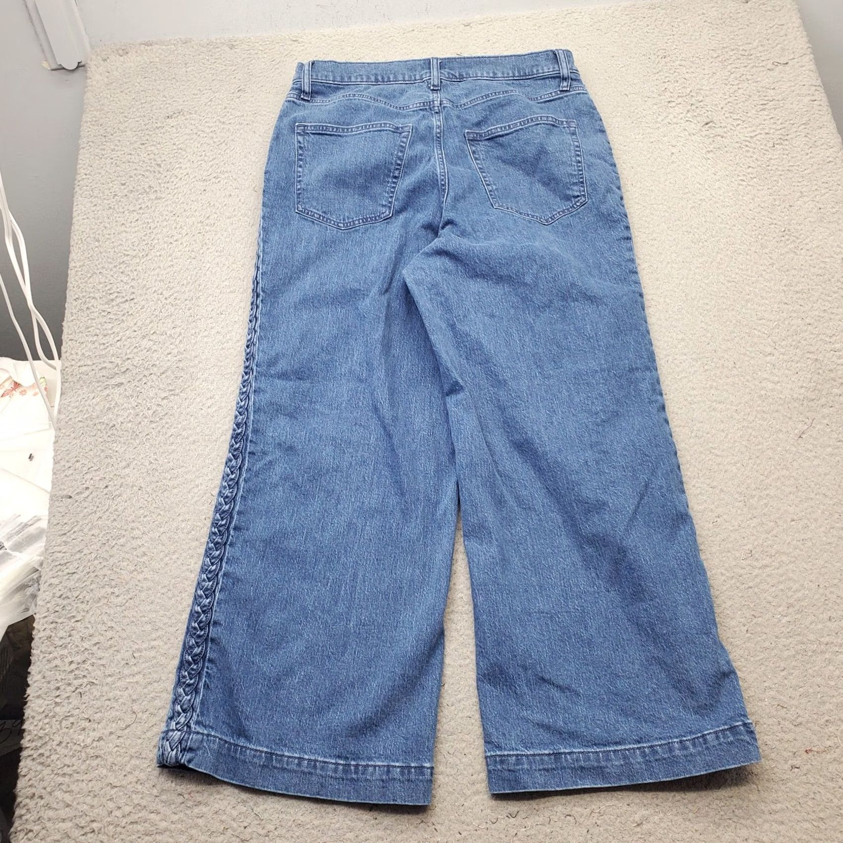 Lands' End Lands' End Jeans Womens 14P Blue Denim Medium Wash Grunge Wide Leg Streetwear Jeans Size 36" / US 14 / IT 50 - 2 Thumbnail