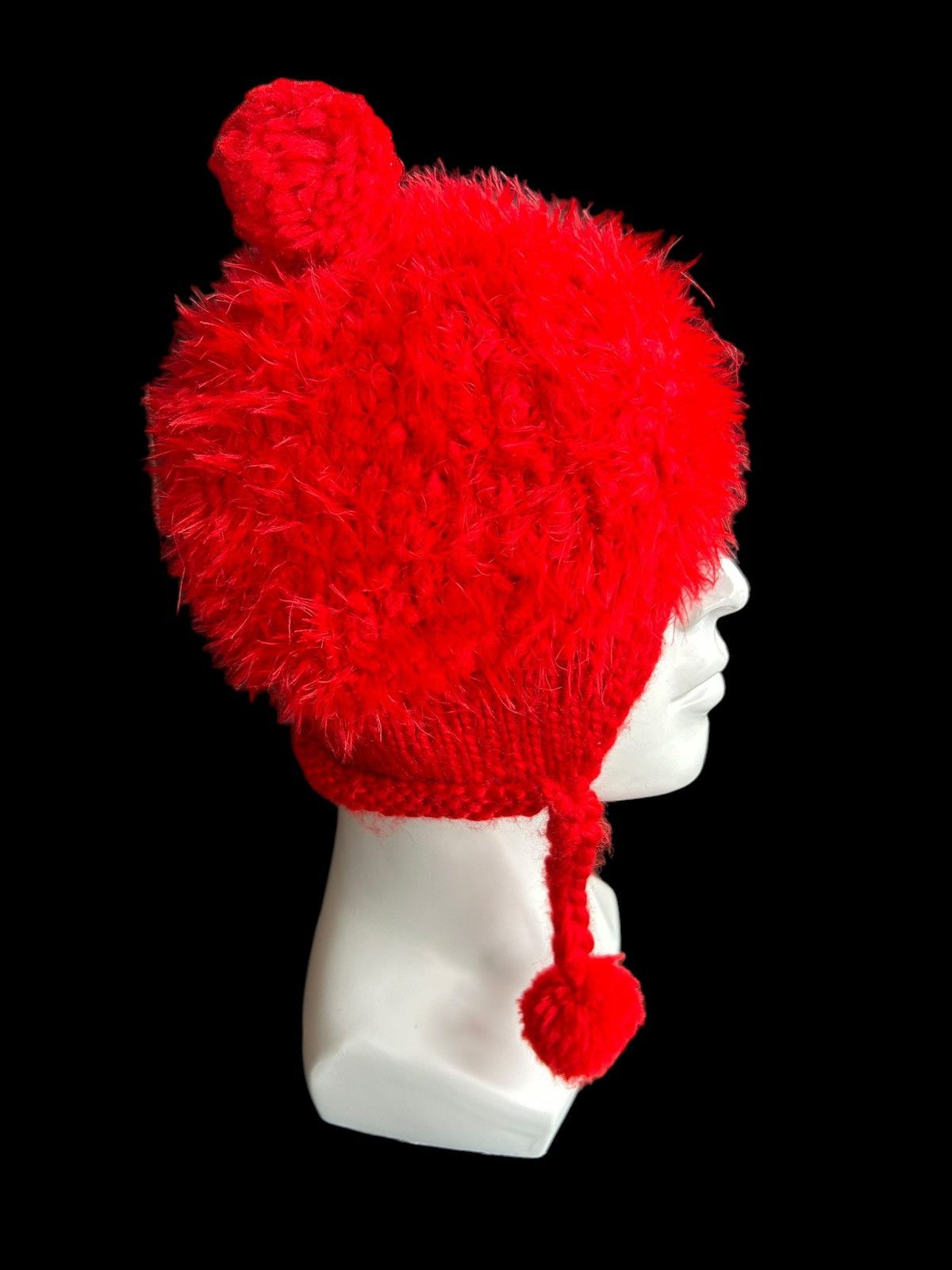 Japanese Brand × Kapital × Vintage RARE* Japanese Style Mohawk Punk Mohair Red Beanie Hats🎌☠️ Size ONE SIZE - 5 Thumbnail