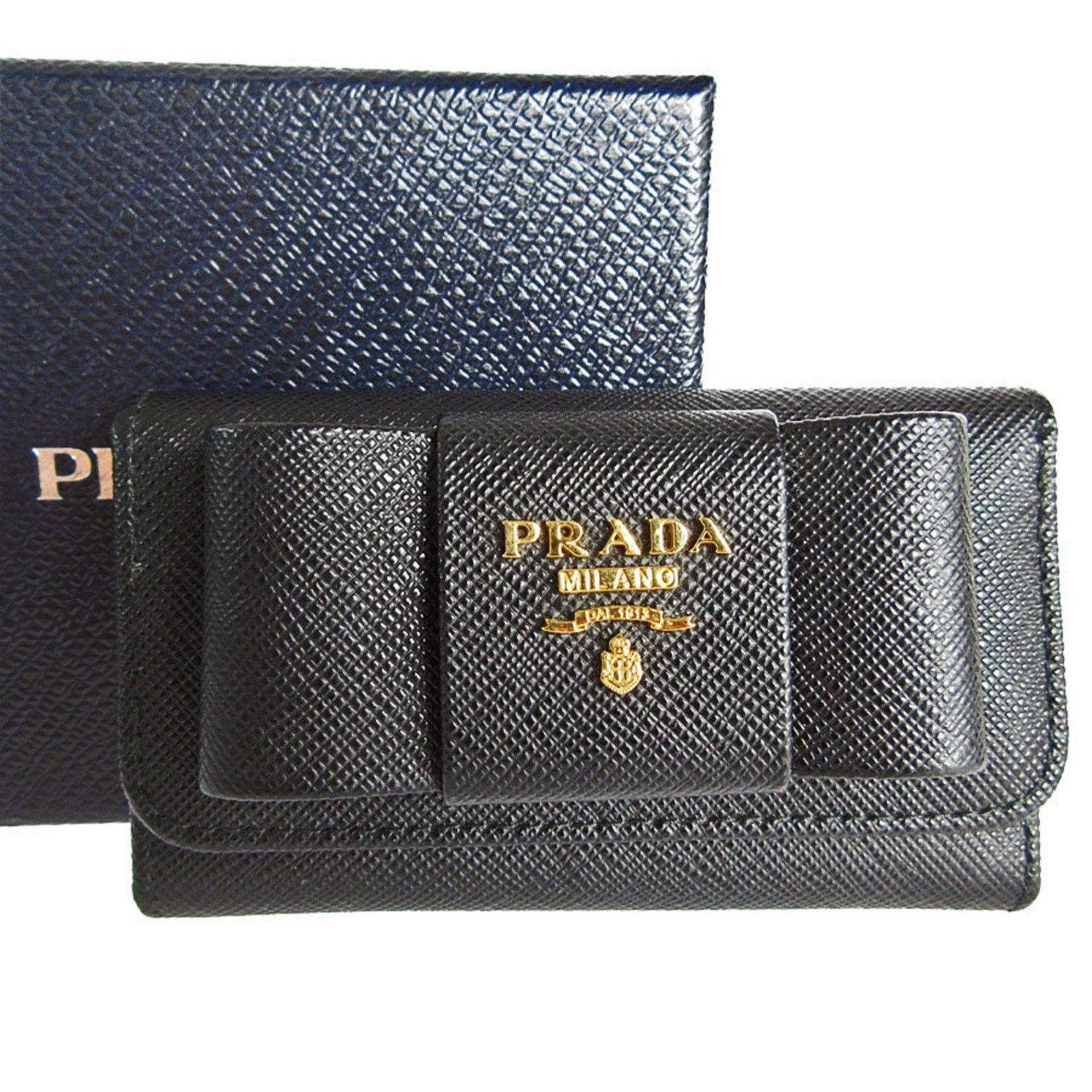 Prada Bow Key Case Saffiano Leather