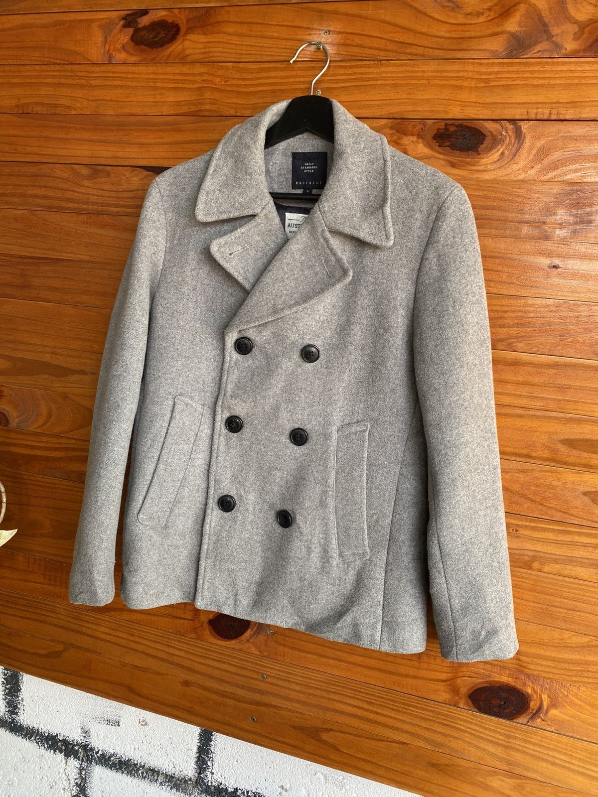 RAGEBLUE RAGEBLUE Grey DoubleBreasted Pea Coat Australian Merino Wool Size US S / EU 44-46 / 1 - 4 Thumbnail