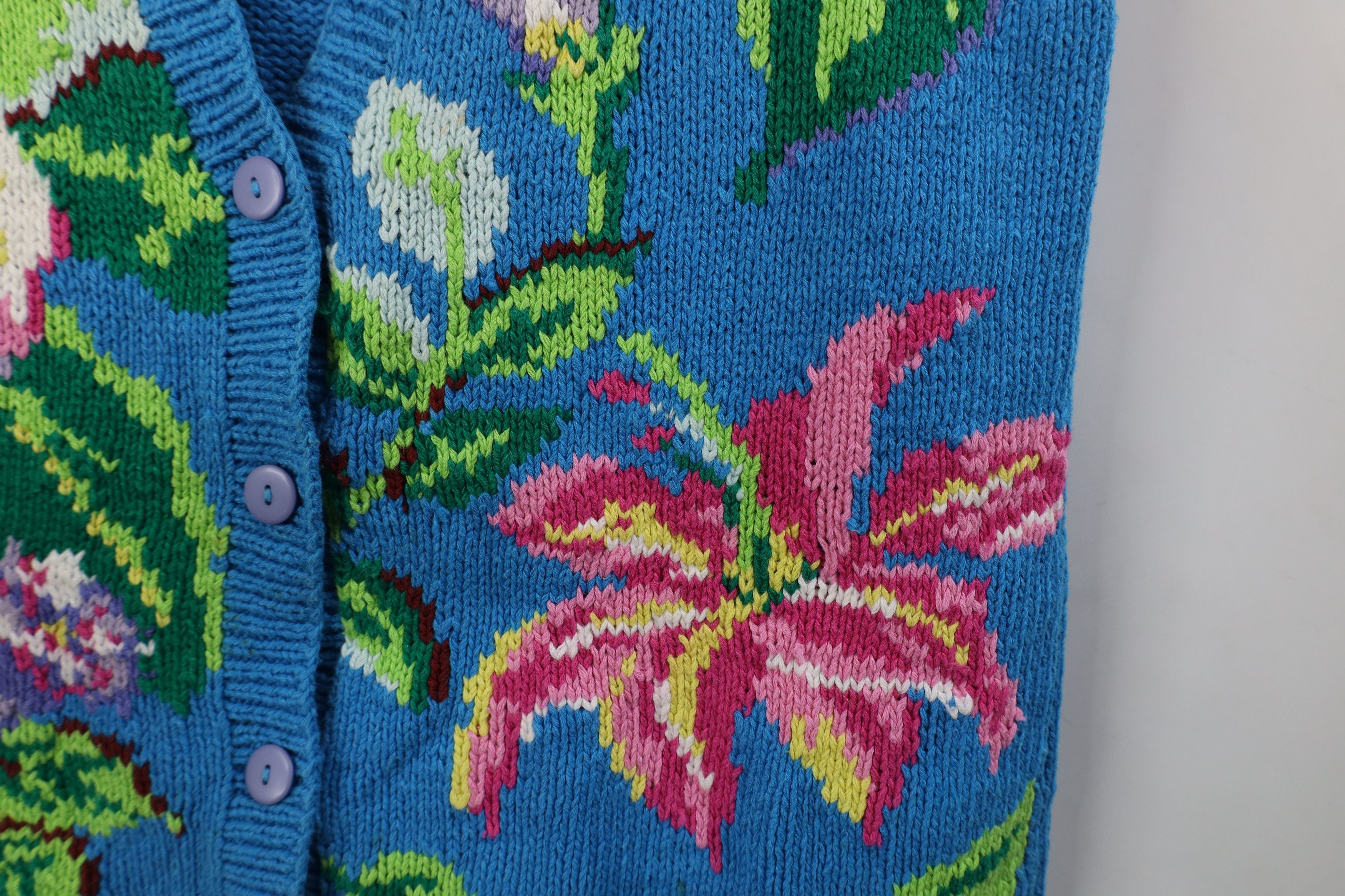 Vintage Vintage 90s Streetwear Blend Hand Knit Flower Sweater Vest Size S / US 4 / IT 40 - 8 Thumbnail
