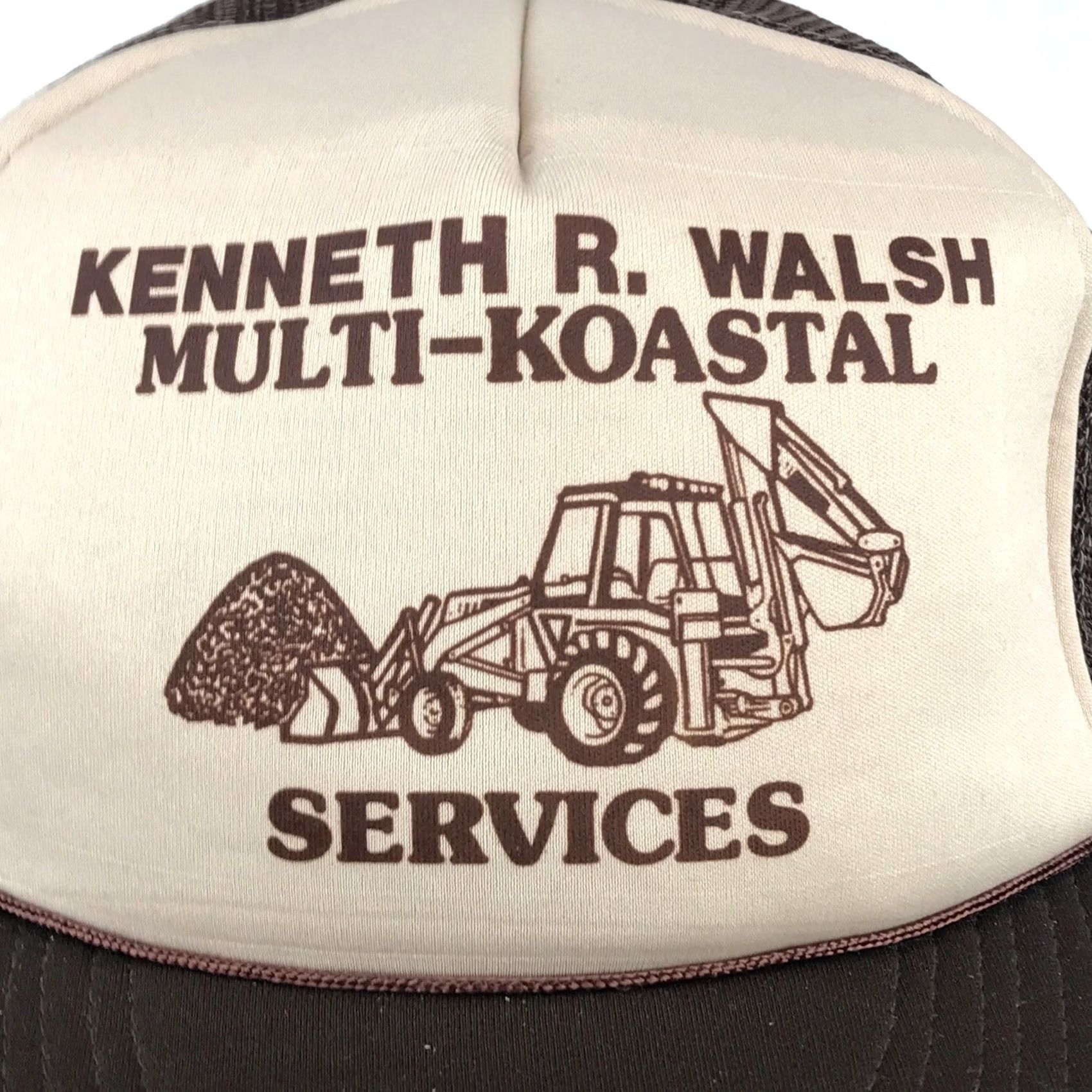 Vintage VINTAGE Walsh MULTI-KOASTAL Trucker Hat Mens Adjustable Brown 80s 90s Bulldozer Construction Trucker Pattern Solid Size ONE SIZE - 4 Thumbnail