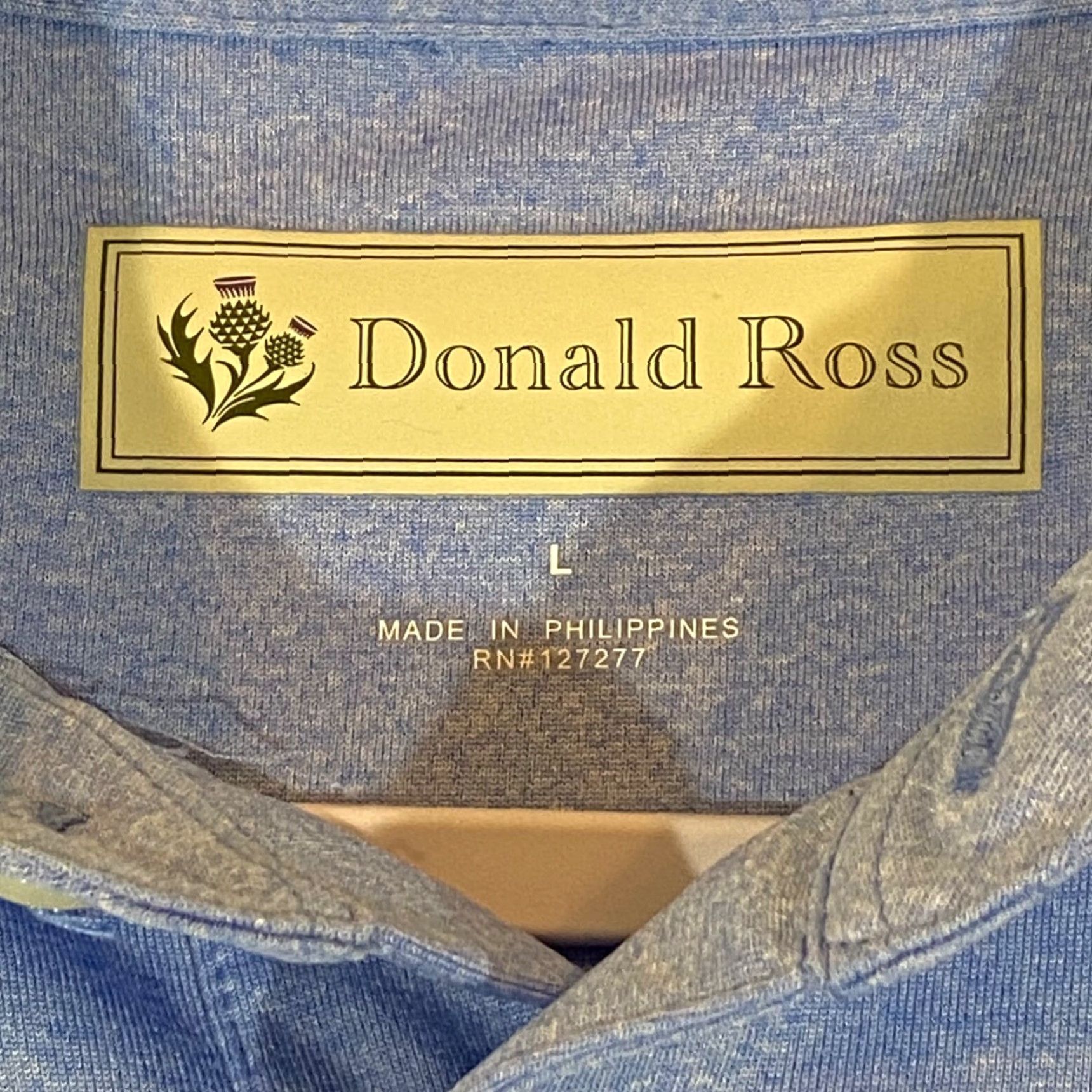 Vintage DONALD ROSS Polo Mens Large Blue Tree Chopping Course Performance Golf Shirt S/S Size US L / EU 52-54 / 3 - 3 Thumbnail