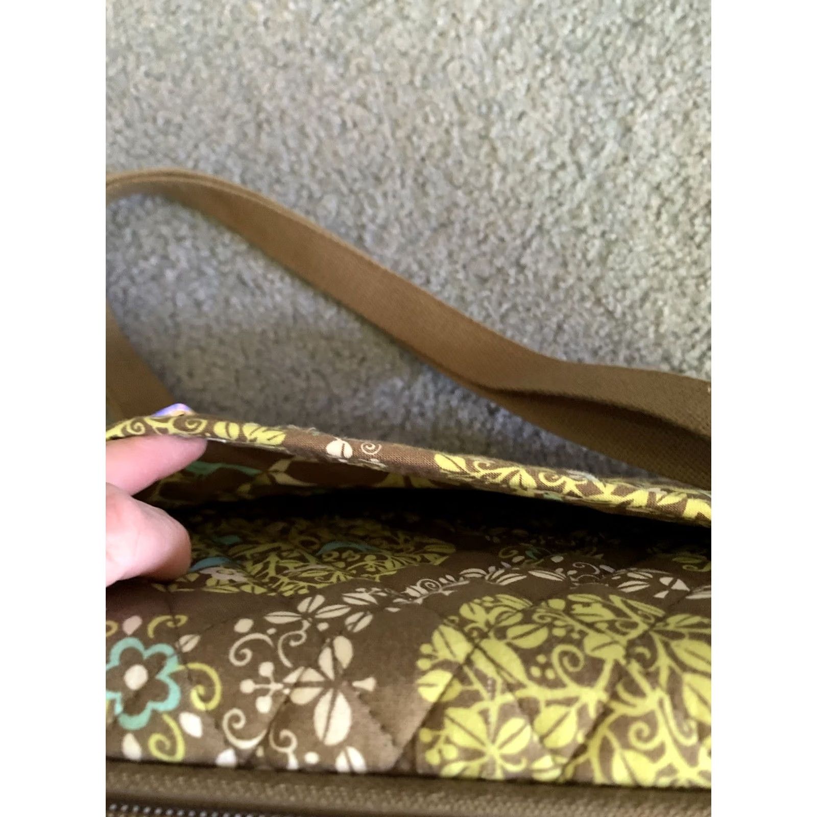 Vera Bradley Vera Bradley Sittin' In A Tree Laptop Bag Crossbody Hard Shell Carry On Case, Quilted, Adjustable Strap, Women, Lime Green/Brown, See Picture, Used Size ONE SIZE - 5 Thumbnail