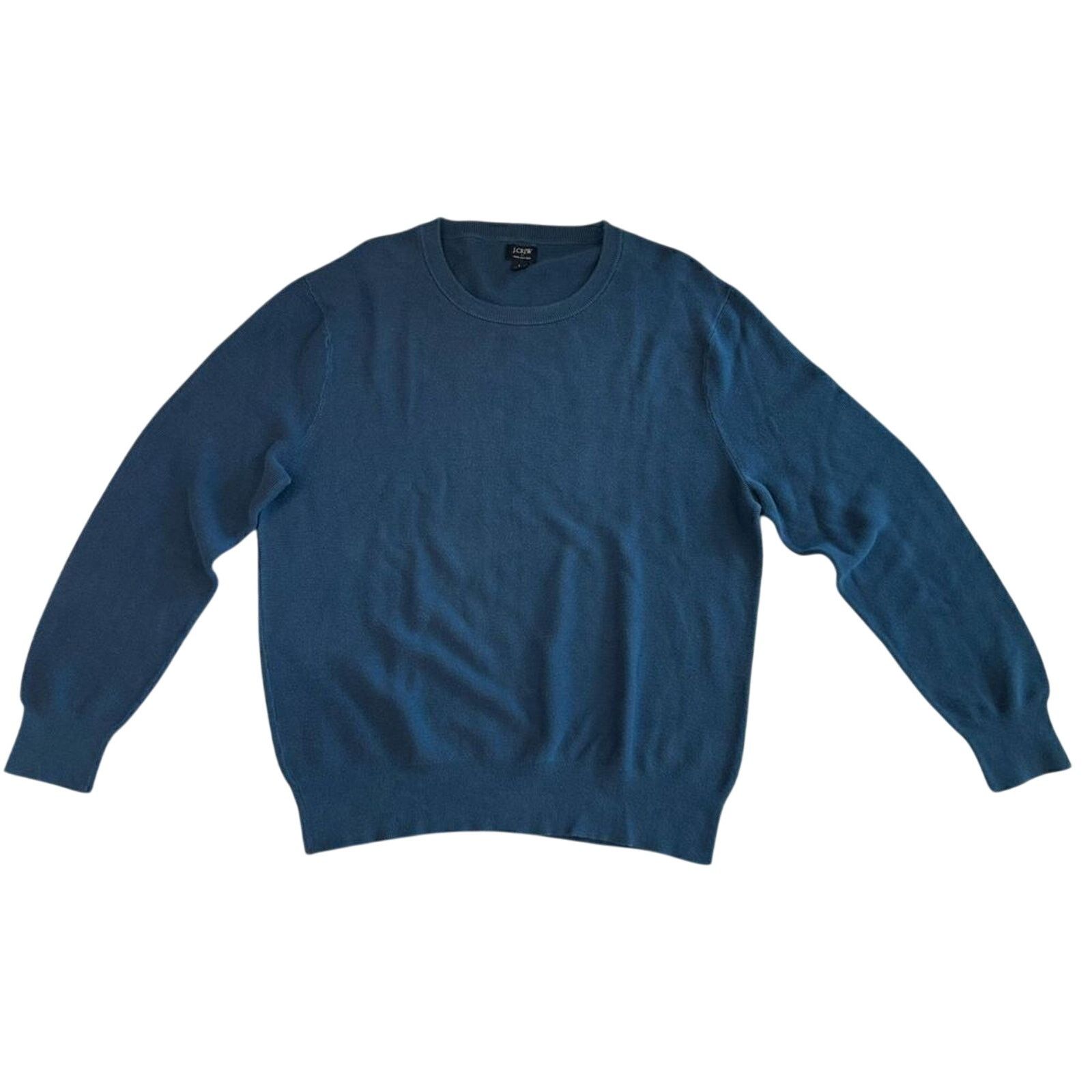 J.Crew J. Crew 100% Cotton Garter Stitch Blue Sweater LARGE Preppy Size US L / EU 52-54 / 3 - 1 Thumbnail