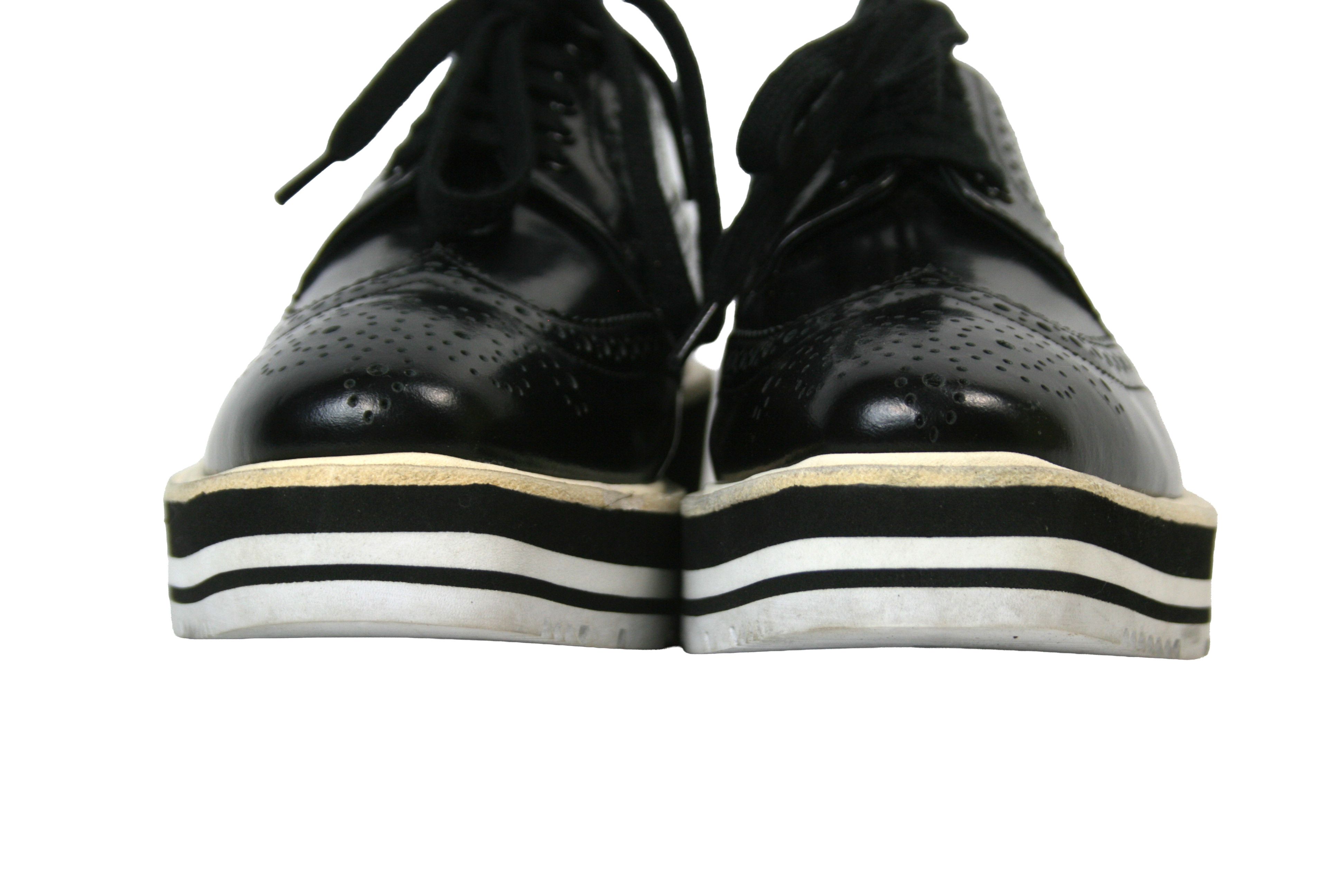 Prada Wingtip Brogue Platform Patent Leather Derby Size US 7 / IT 37 - 4 Thumbnail