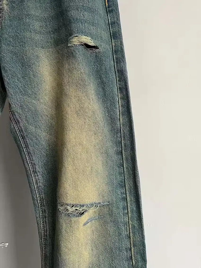 Designer × Japanese Brand Faded blue washed y2k flared damaged ripped jeans Size US 30 / EU 46 - 4 Thumbnail