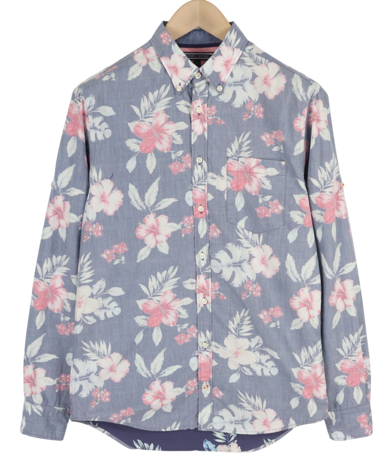 Tommy Hilfiger NEW YORK FIT S Roll-Up Button-Down Neck Floral Shirt 83668 Size US S / EU 44-46 / 1 - 1 Thumbnail