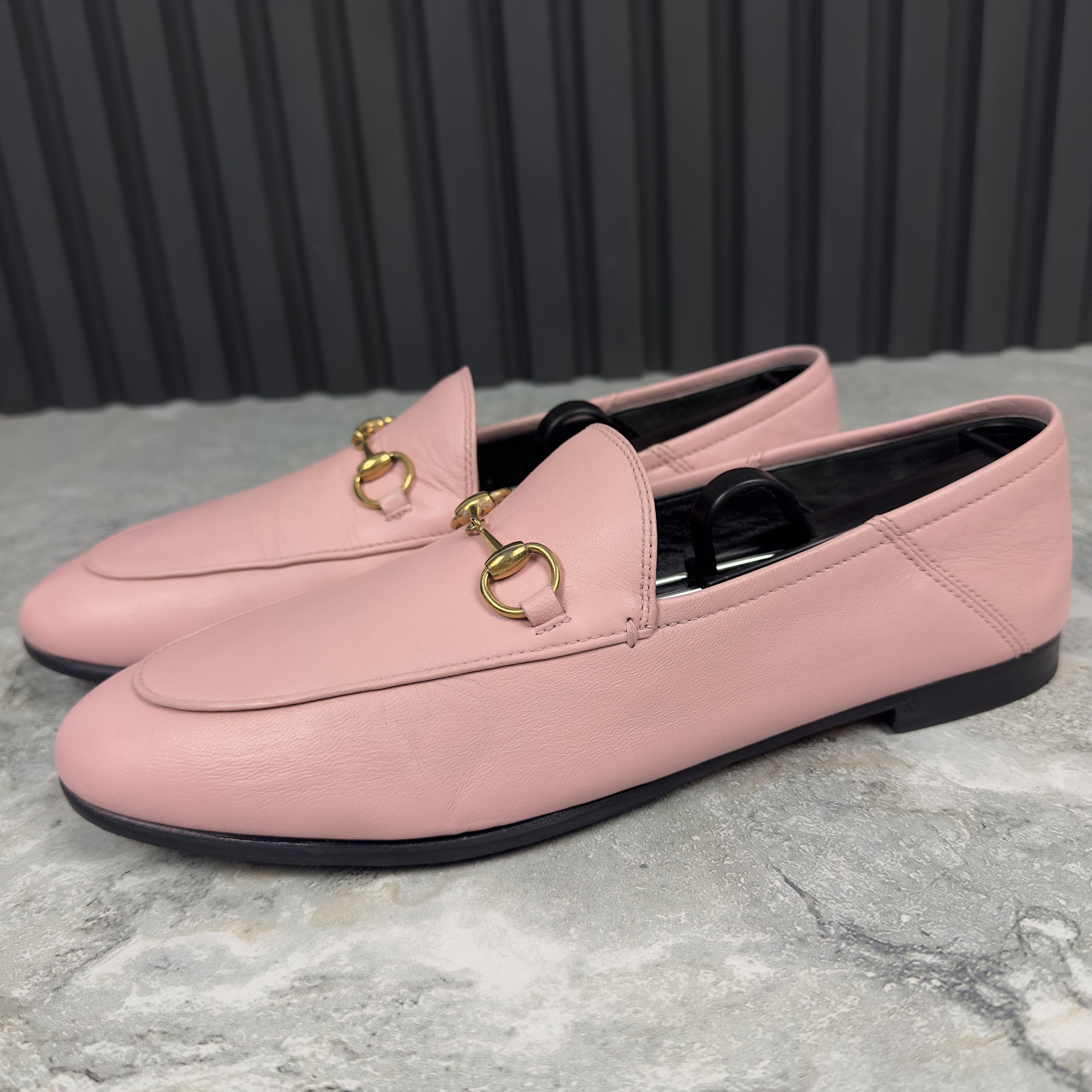 image of Gucci Jordaan Horsebit Collapsible Loafers Leather in Pink, Women's (Size 10)
