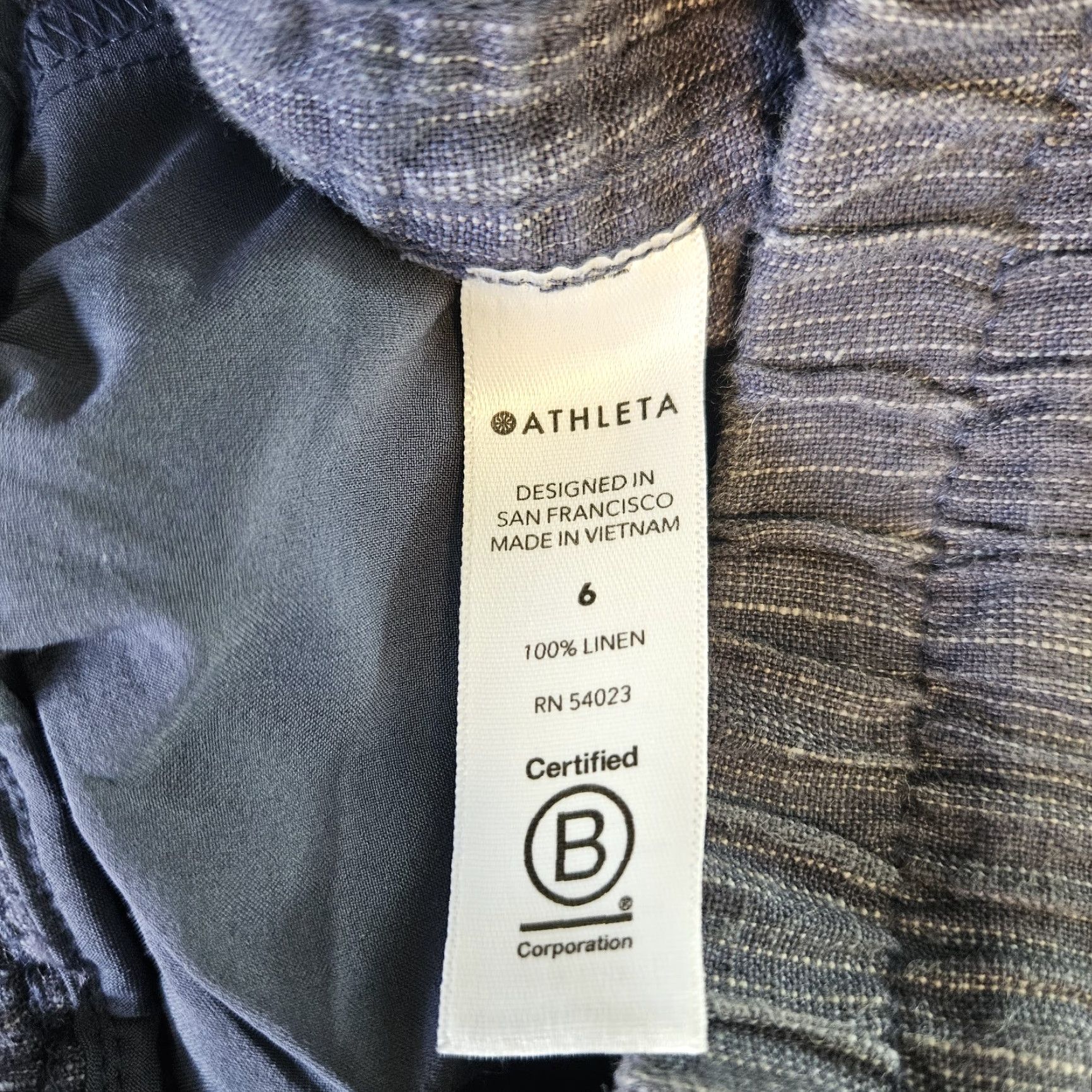 Athleta Athleta Womens Cabo Textured Wide Leg Linen Pants Sz 6 Blue Pull On Pockets Size 28" / US 6 / IT 42 - 6 Thumbnail
