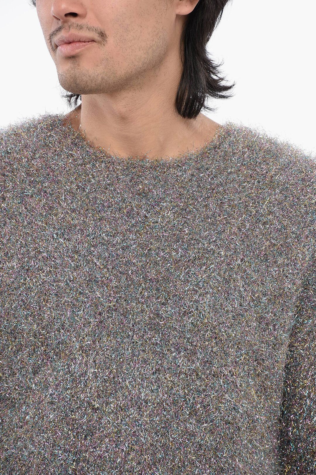 Jil Sander og1mm0625 Lurex Chunky Fuzzy Sweater in Grey Size US M / EU 48-50 / 2 - 3 Thumbnail
