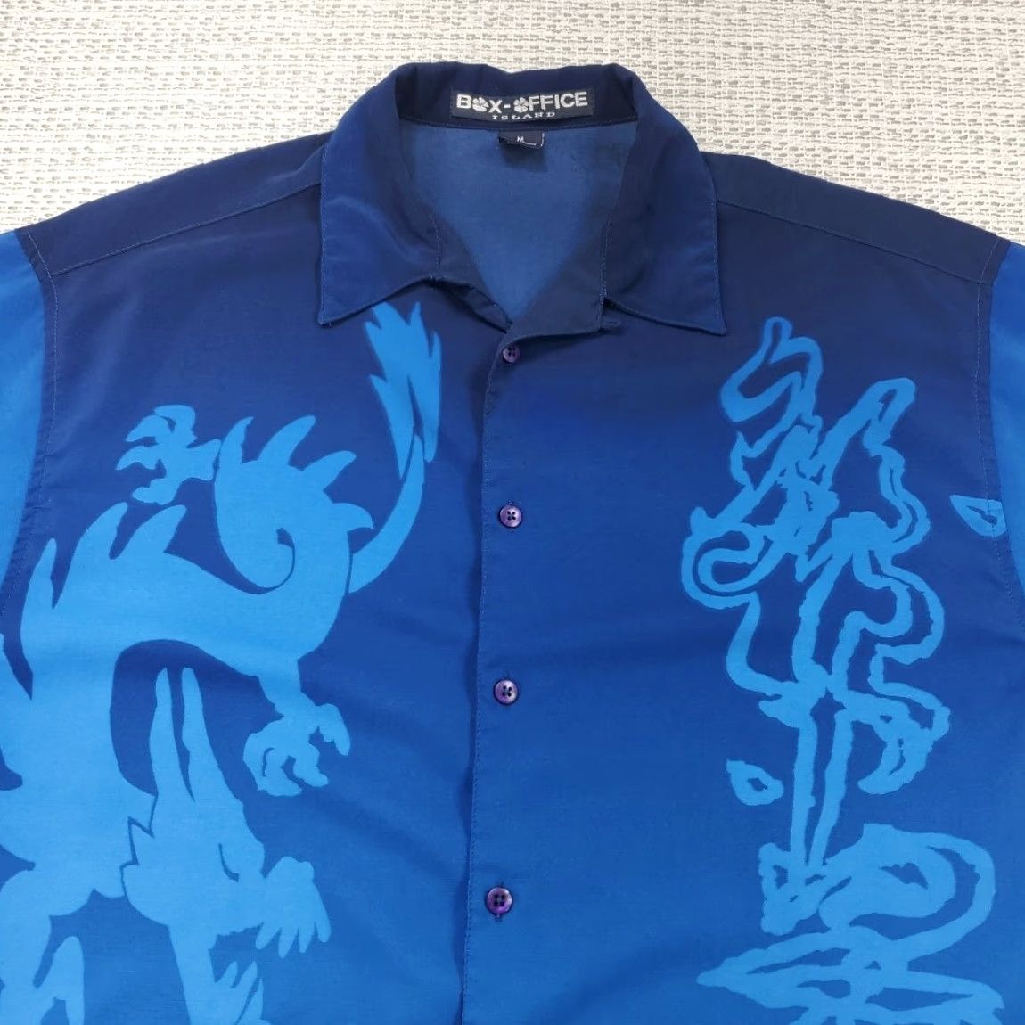 Vintage VINTAGE Box Office Island Shirt Mens M Blue Dragon Asian Casual Button-Up Short Sleeve Size US M / EU 48-50 / 2 - 4 Thumbnail