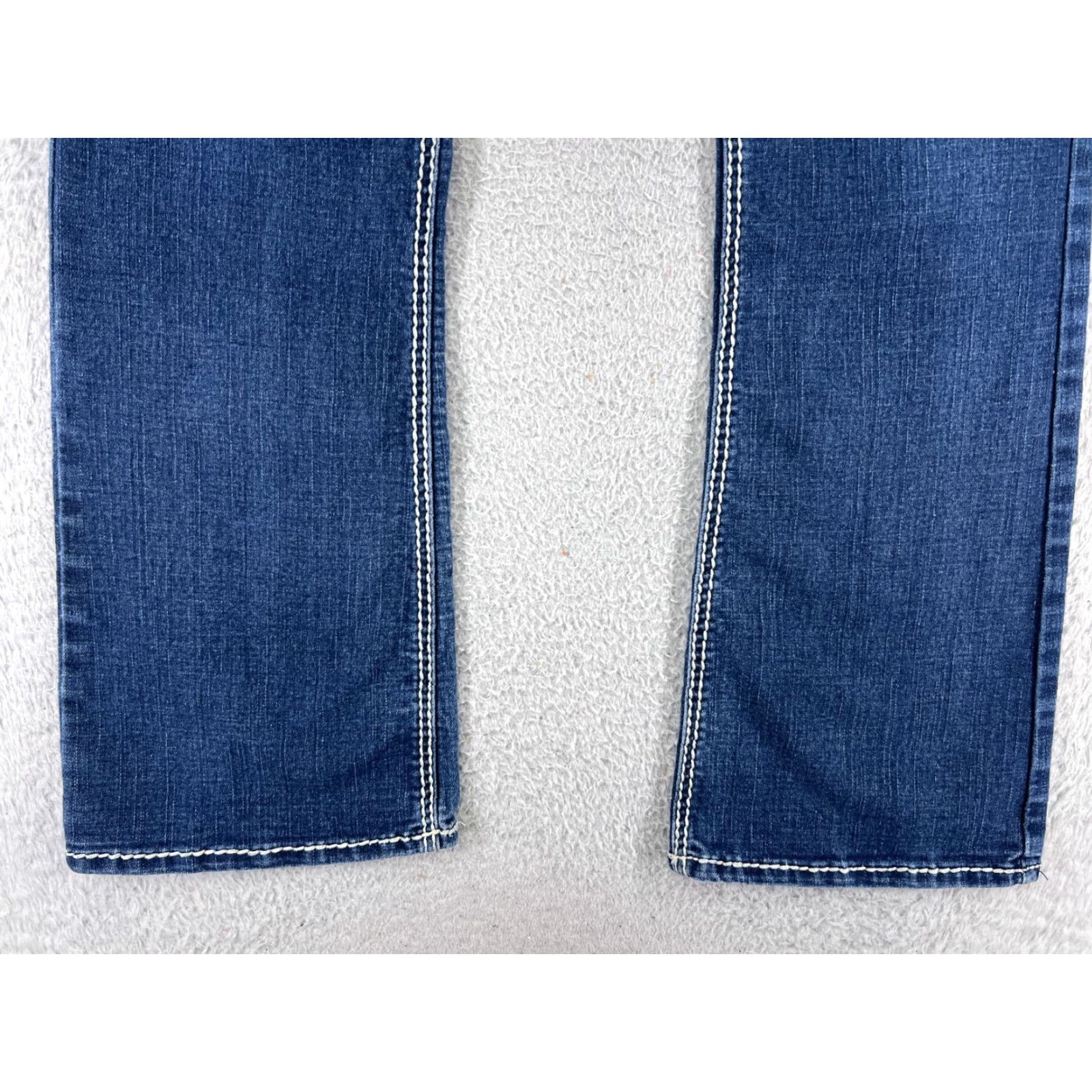 Vintage Blue Asphalt Jeans Women Bootcut 30x30 Denim Cotton Blend Blue 30 Inseam Low Rise 11 Regular Womens Jeans 90s? Size 32" / US 10 / IT 46 - 2 Thumbnail