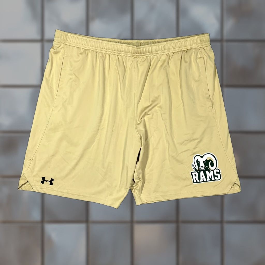 Under Armour Under Armour Shorts Mens XXL UA Locker 9" Inseam RAMS Logo Print Vegas Gold Sports Outdoor 2XL Size US 39 - 1 Thumbnail