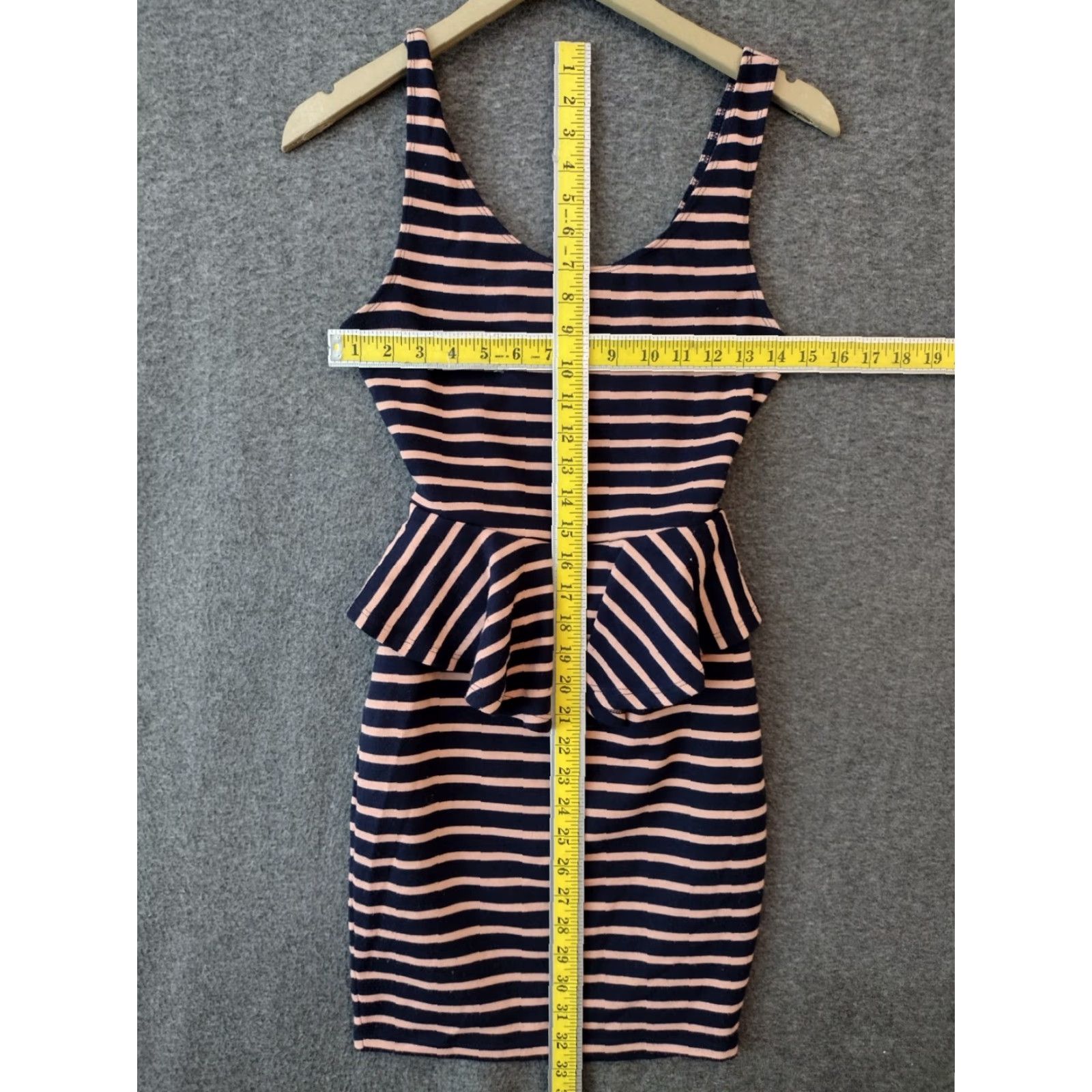 Vintage Love, Fire Striped Sleeveless Peplum Dress Back Open Tan/Blue Size S Size S / US 4 / IT 40 - 4 Thumbnail