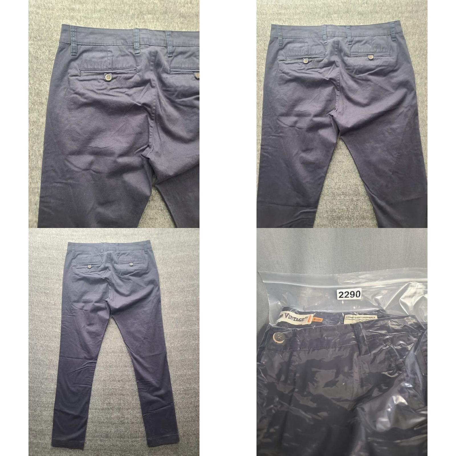 Vintage Tailor Vintage Pants Mens 31x34 Slim Fit Straight Leg Blue Cotton Spandex Chino Size US 31 - 9 Thumbnail