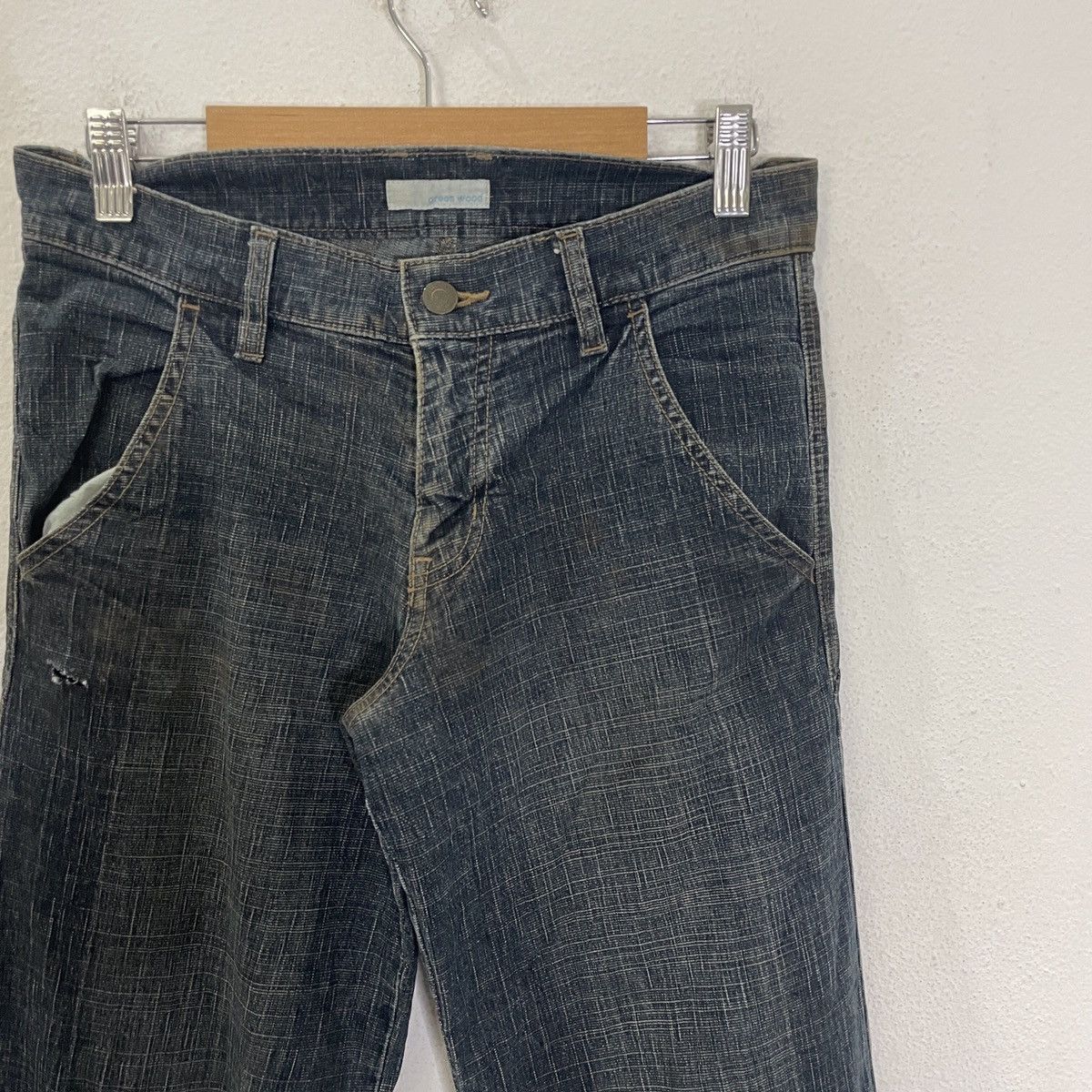 Japanese Brand Vintage Green Wood Baggy Denim Size 29" - 2 Thumbnail