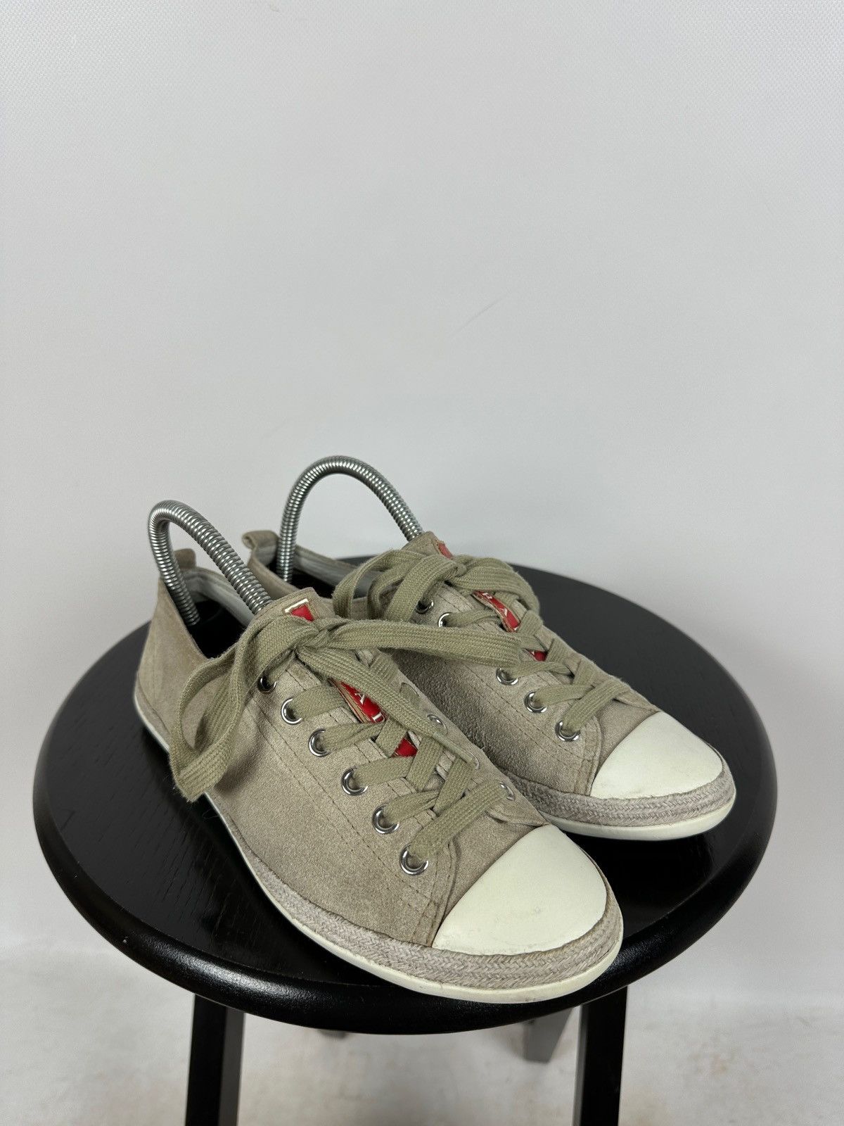 Prada Prada Suede Low Tops Red Tab Linea Rossa Trainers Sneakers Size US 8.5 / IT 38.5 - 5 Thumbnail