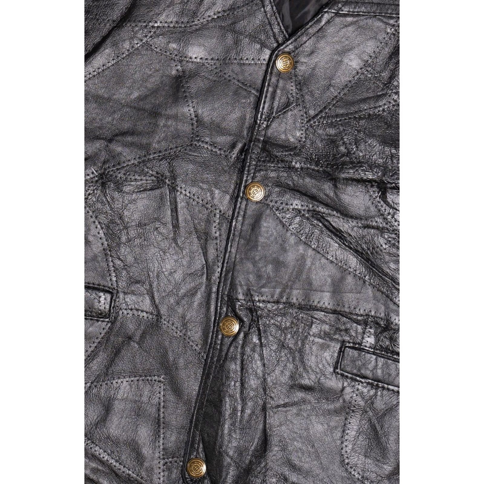 Vintage VINTAGE South West Territory Leather Vest Patchwork 1990s Large Black Mens Size US L / EU 52-54 / 3 - 3 Thumbnail