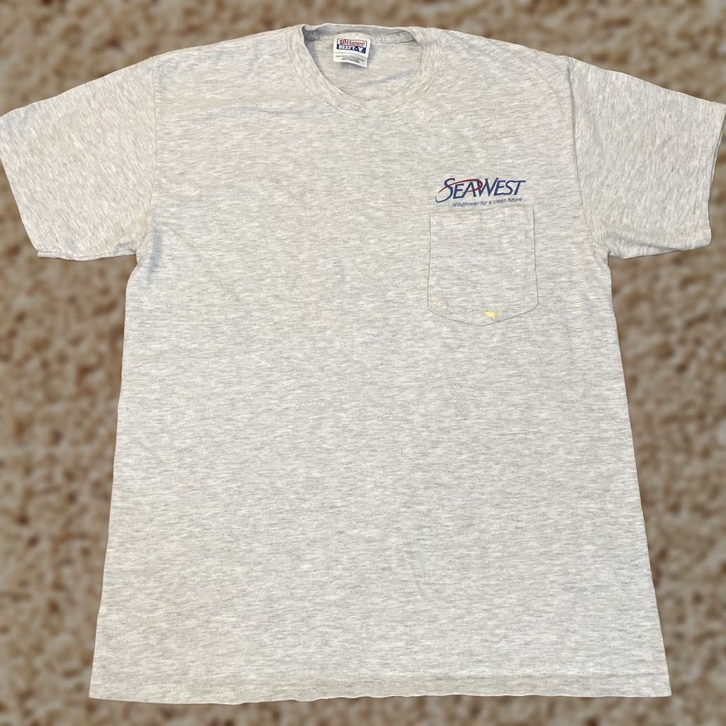 Hanes Hanes Clean Energy Shirt Adult Medium Gray Wind Power Short Sleeve Pocket Y2K Mens Size US M / EU 48-50 / 2 - 1 Thumbnail